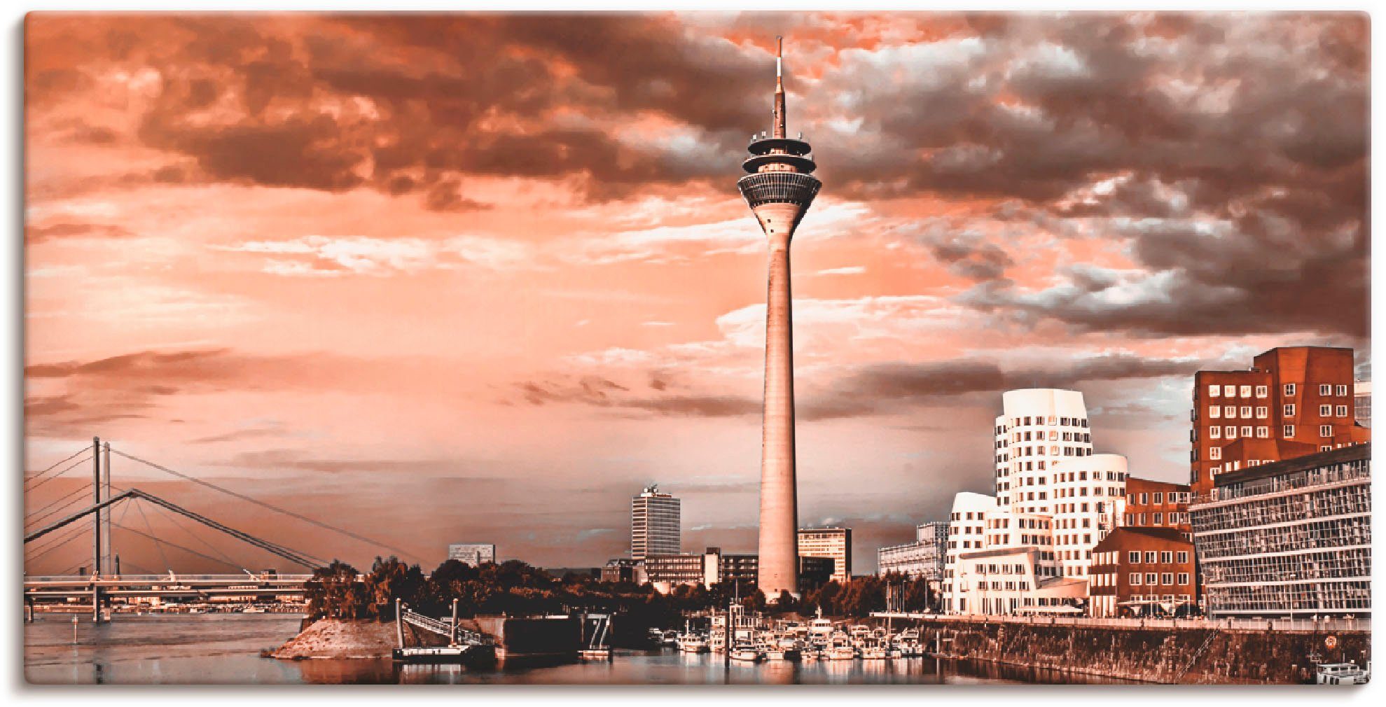 Artland Leinwandbild Düsseldorf Skyline III, Architektonische Elemente (1 St), auf Keilrahmen gespannt