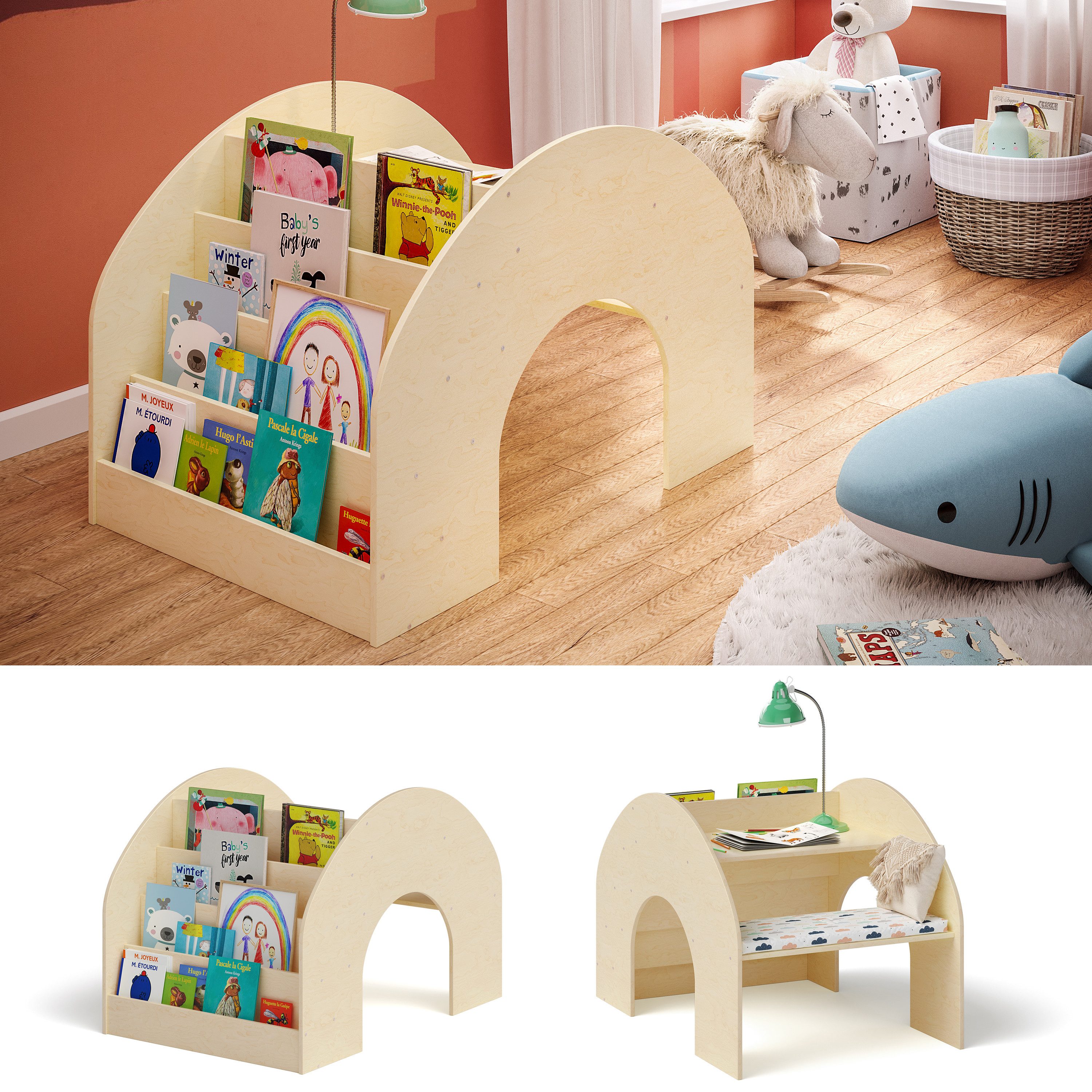 Bellabino Kindersitzgruppe Vily, 2-in-1 Kinderbücherregal und günstig online kaufen