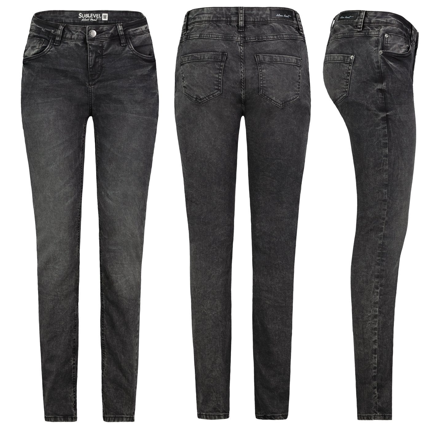 SUBLEVEL Slim-fit-Jeans Sublevel Damen Jeans Hose Jeanshose Röhre Slim Fit Denim Stretch Hose