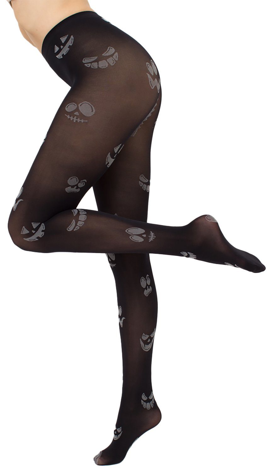 BANANALU Strumpfhose Halloween Tatto Geist Gespenst Muster Strumpfhose 70 Den 70 DEN