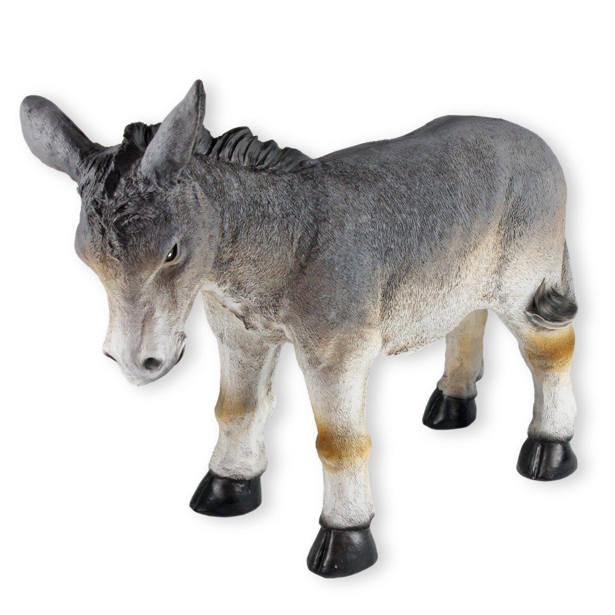 colourliving Tierfigur Esel Figur störrischer Sancho Gartenfigur Tier,  Handbemalt, Wetterfest, Detailgetreu