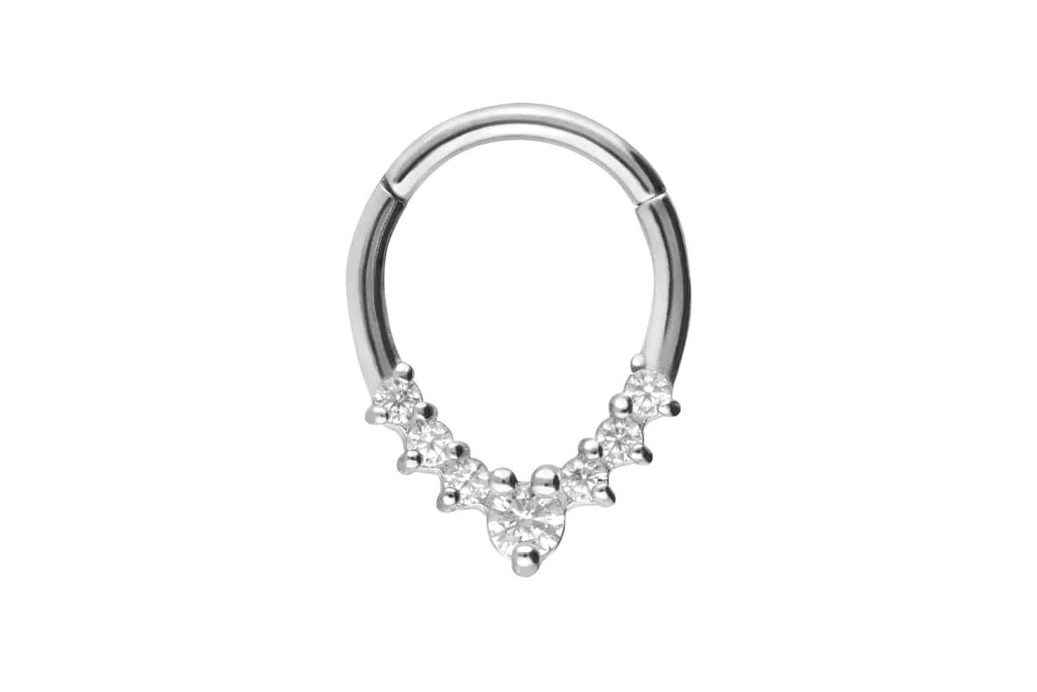 Nasenpiercing Chirurgenstahl Segmentring Clicker TROPFEN + 7 KRISTALLE