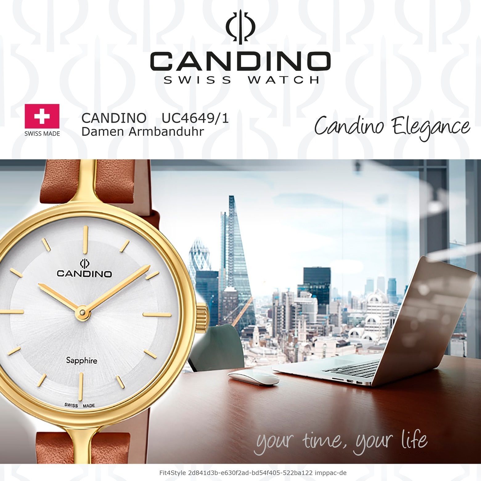 Armbanduhr Damen Analog Quarzuhr Fashion Candino Candino Quarzuhr C4649/1, rund, Lederarmband Damen braun,