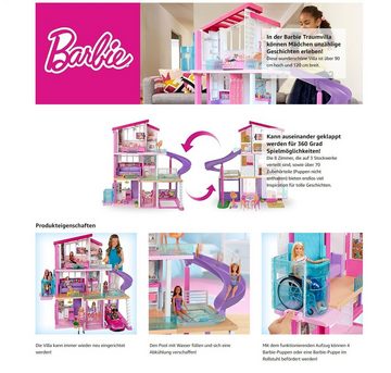 Barbie Puppenhaus Dream House, 3-stöckiges Puppenhaus mit 8 Zimmern, Barbie-Pool, (Dreamhouse, Puppen Haus, Puppenhäuser, Set, mit Rutsche, 70-tlg., ab 3 jahren, Puppenvilla Dollhouse, Film, Beleuchtung), Puppenhaus Barbie xxl groß, The Movie, Barbiehaus, Puppenstube Puppen