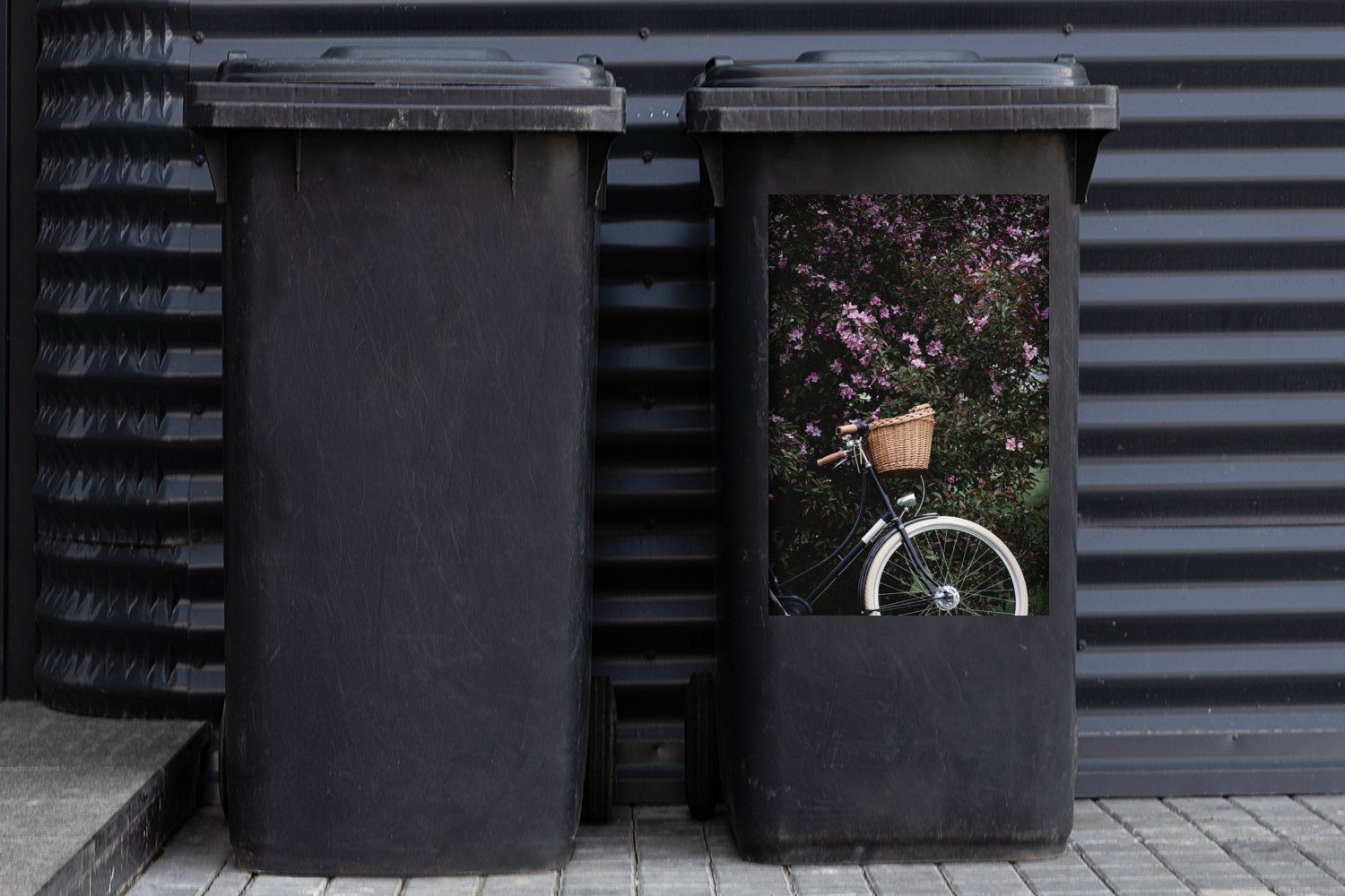 - - St), Wandsticker (1 Mülleimer-aufkleber, Baum MuchoWow Fahrrad Blumen Mülltonne, Sticker, Abfalbehälter Container,