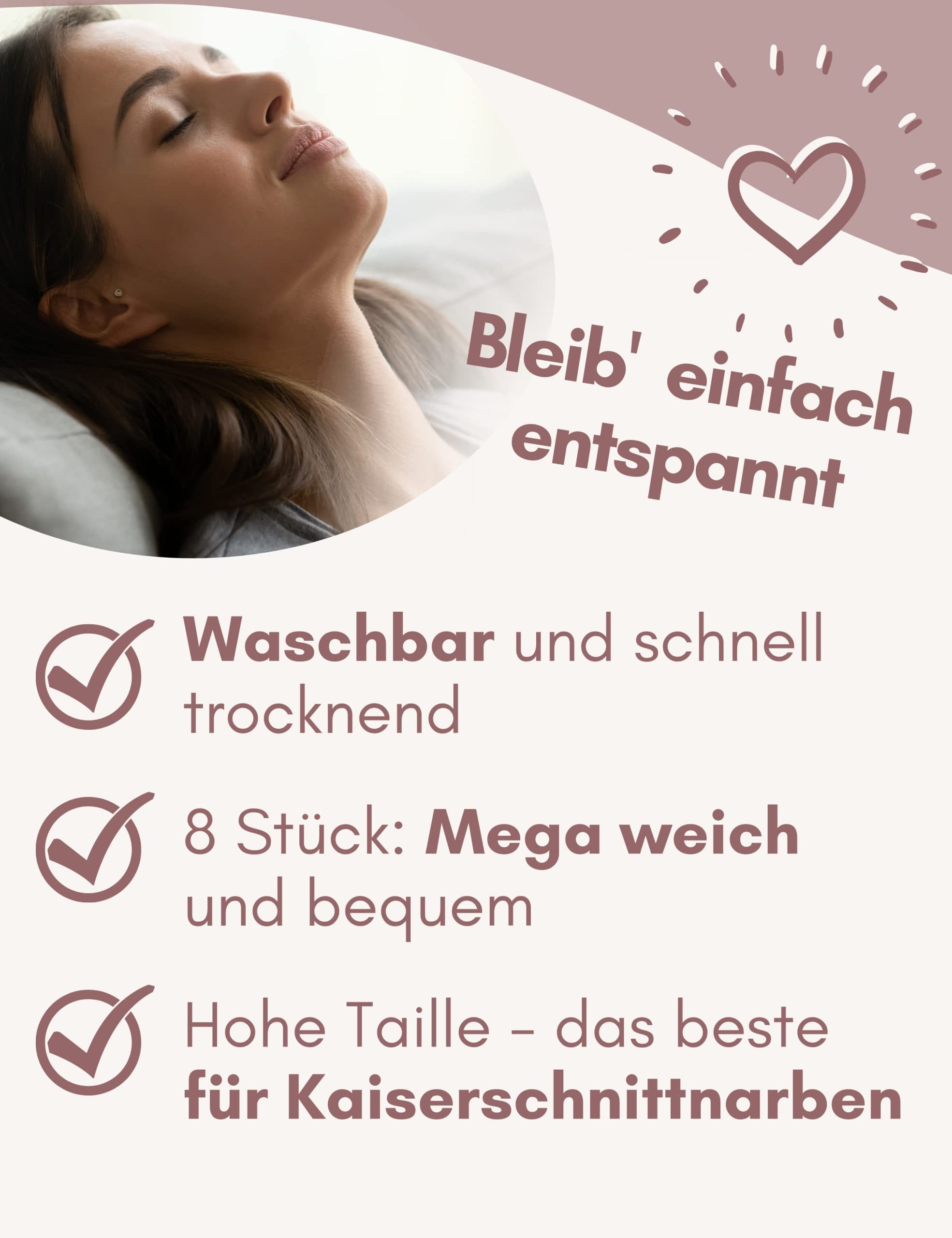 Mrs. Mum Schwangerschaftsslip Wochenbett Unterwäsche I Netzhosen Wochenbett, Schwangerschaft (8er Set) Wöchnerinnen Slips zur Fixierung von Wochenbett Binden na – Bild 5 von 5