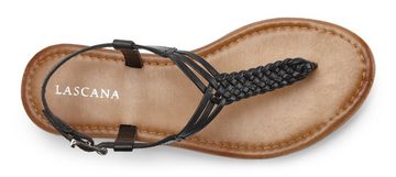 LASCANA Sandalette, Sommerschuh Zehentrenner Sandale aus Leder mit Flecht-Optik