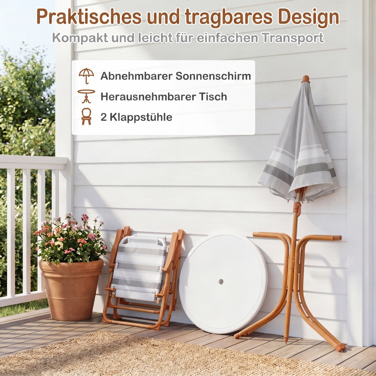 COSTWAY Garten-Kindersitzgruppe, Kinder Picknicktisch Outdoor für Terrasse, Strand