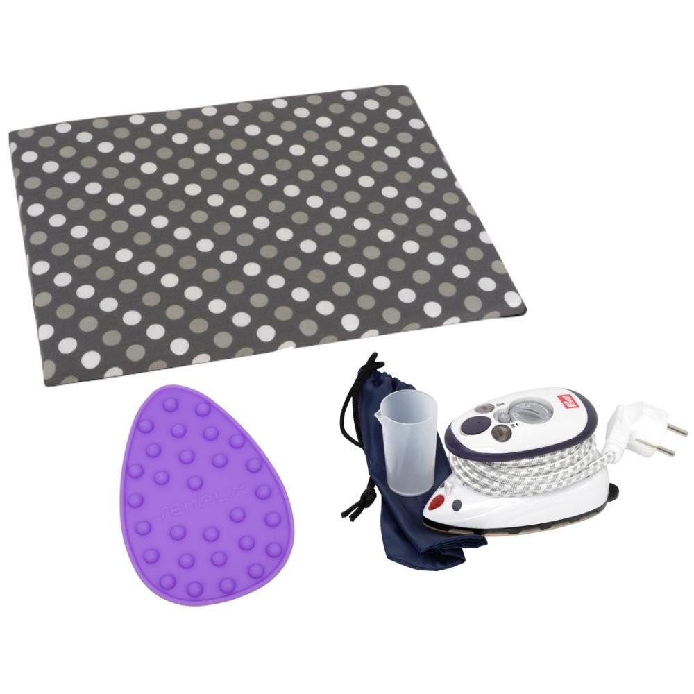 Semplix Dampfbügeleisen - Set mit Prym Mini-Bügeleisen + Bügelunterlage + Ablage