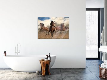 Pixxprint Glasbild Western Pferde Cowboy, Western Pferde Cowboy (1 St), Glasbild aus Echtglas, inkl. Aufhängungen und Abstandshalter