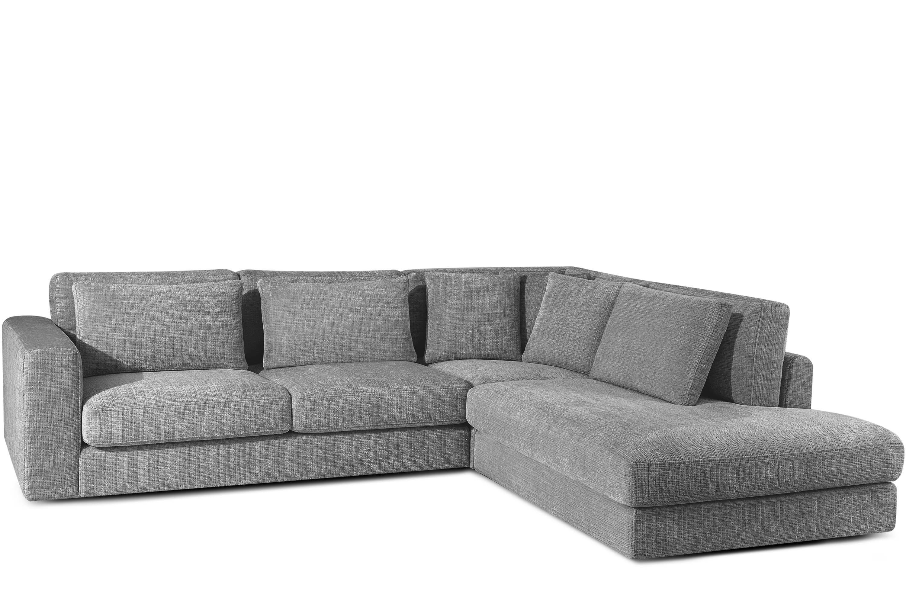 KONSIMO® Ecksofa VERUS edle Verarbeitung und Komfort, luxuriös, Premiumqualität aus EU, Maße: 297x84x116/248 cm, Kissen regulieren die Tiefe und stützen die Lendenwirbelsäule, Traditionelles Design und Komfort, handgefertigt, Chenille-Stoff