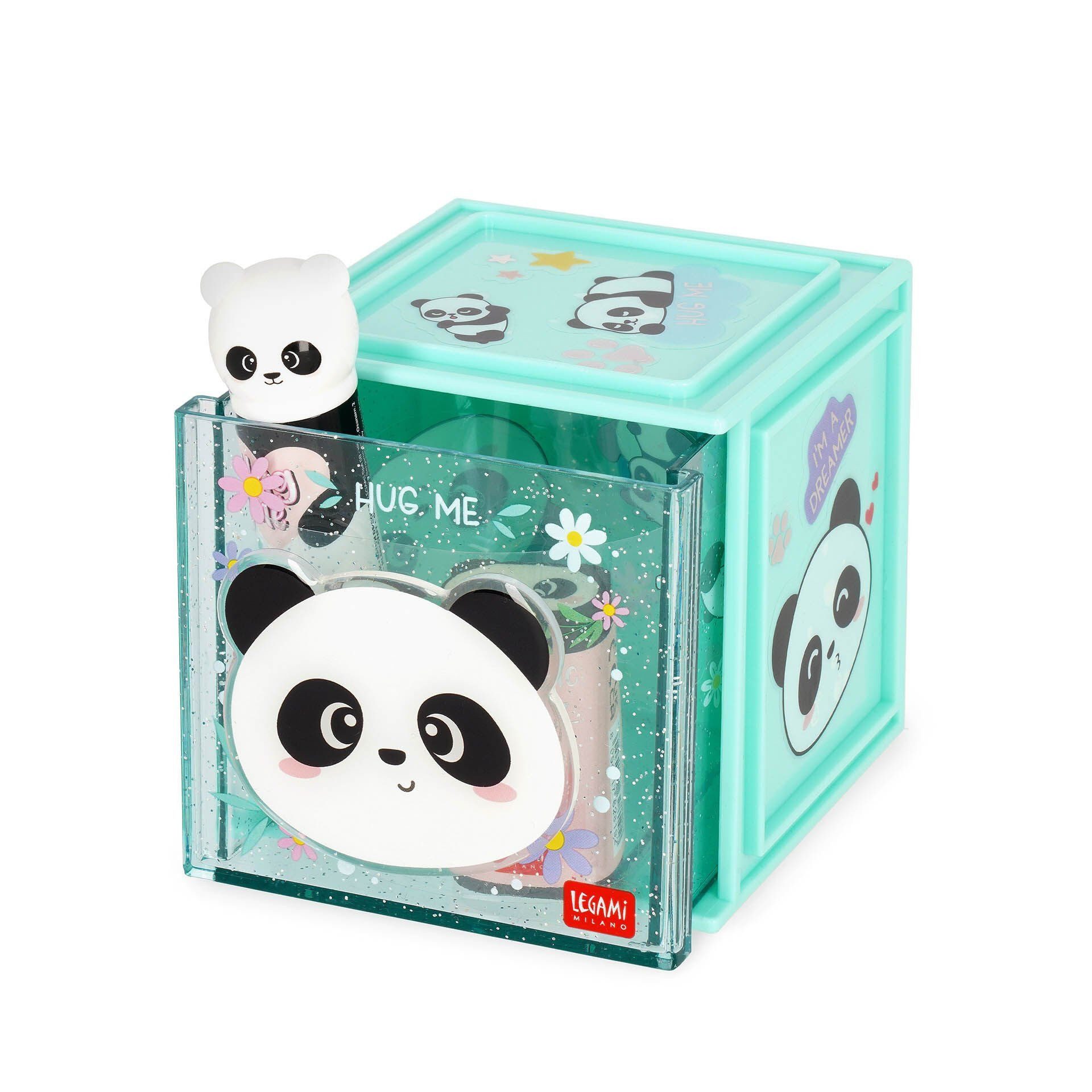 Legami Aufbewahrungsbox LEGAMI Erweiterbare Schreibtischbox - Cutie Cube - PANDA