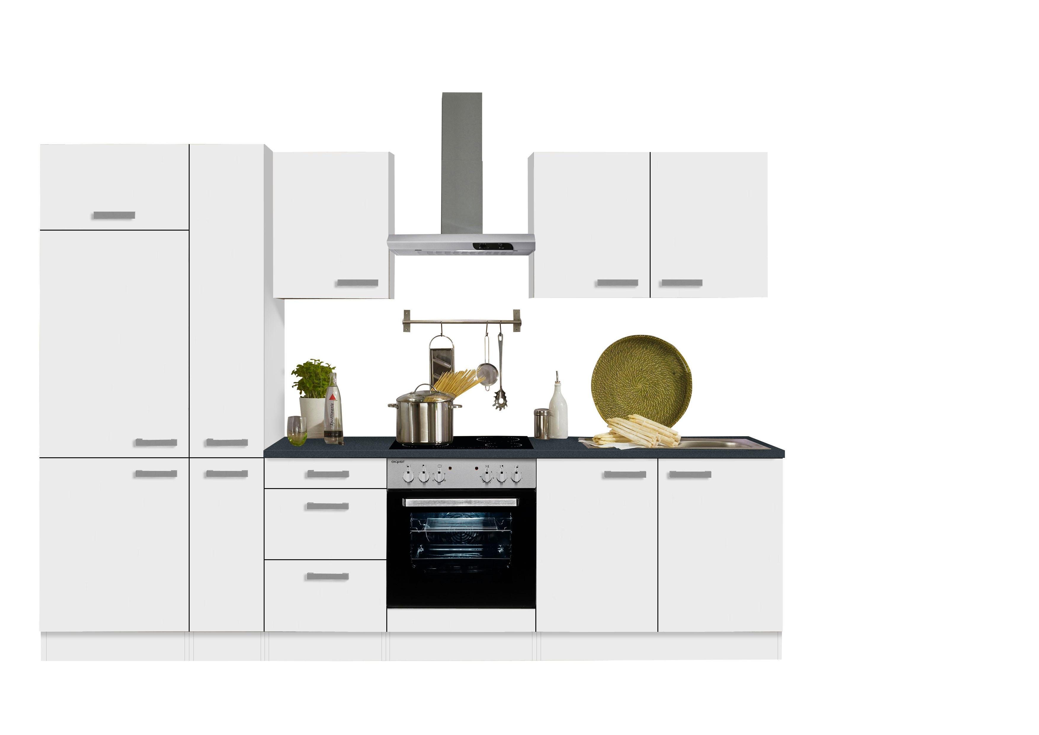 OPTIFIT Küchenzeile Odense, mit E-Geräten, Breite 300 cm, mit 28 mm starker Arbeitsplatte