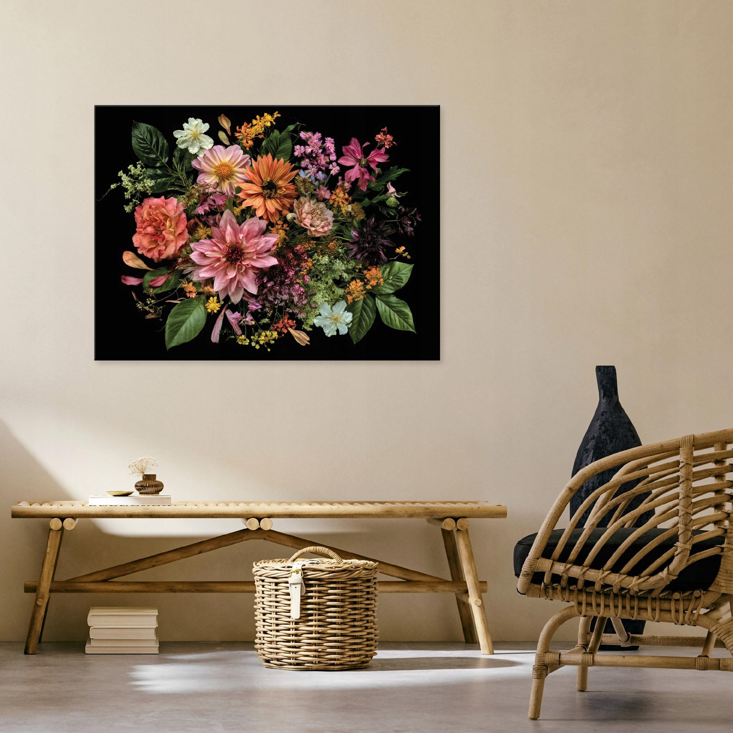 Wallarena Leinwandbild Blumen farbenfroh lichtecht Wohnzimmer Schlafzimmer 100x70 cm, Blumen, 40 x 30 cm