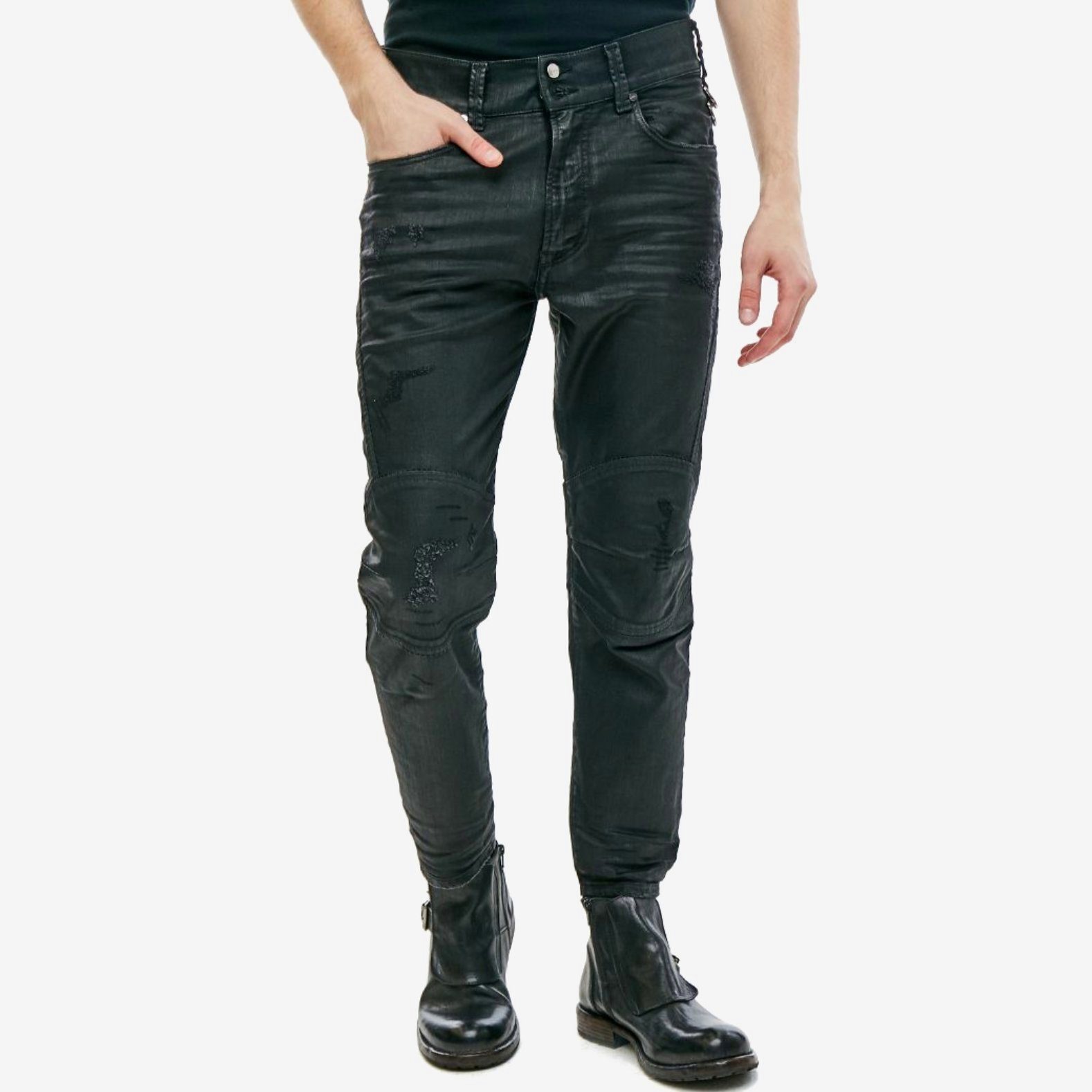 Diesel Ankle-Jeans Knöchellange Herren Stretch Hose beschichtet - Blanck  0671E