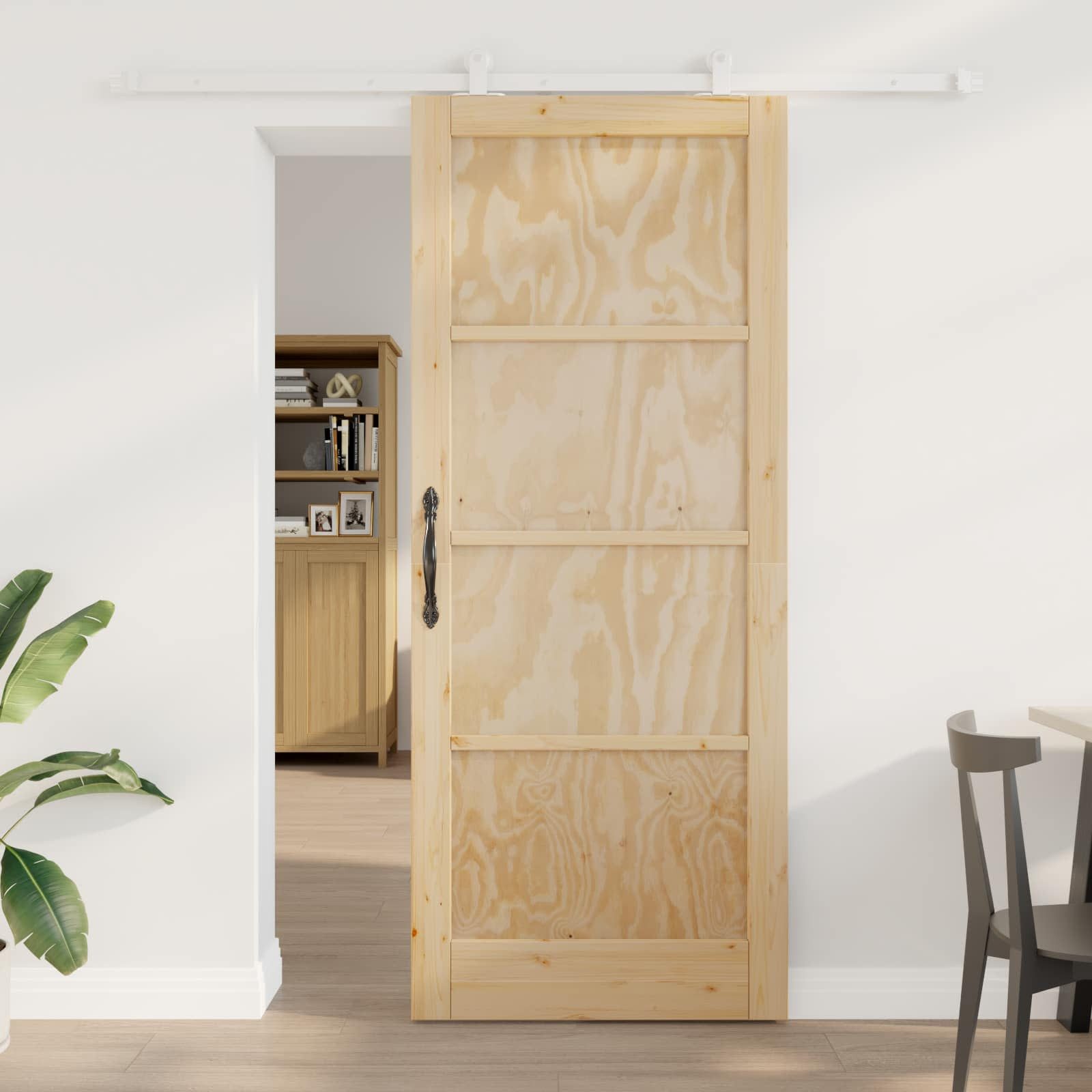 vidaXL Haustür Schiebetür Natürlich und Weiß 86 x 211 cm Massives Kiefernholz (1-St)