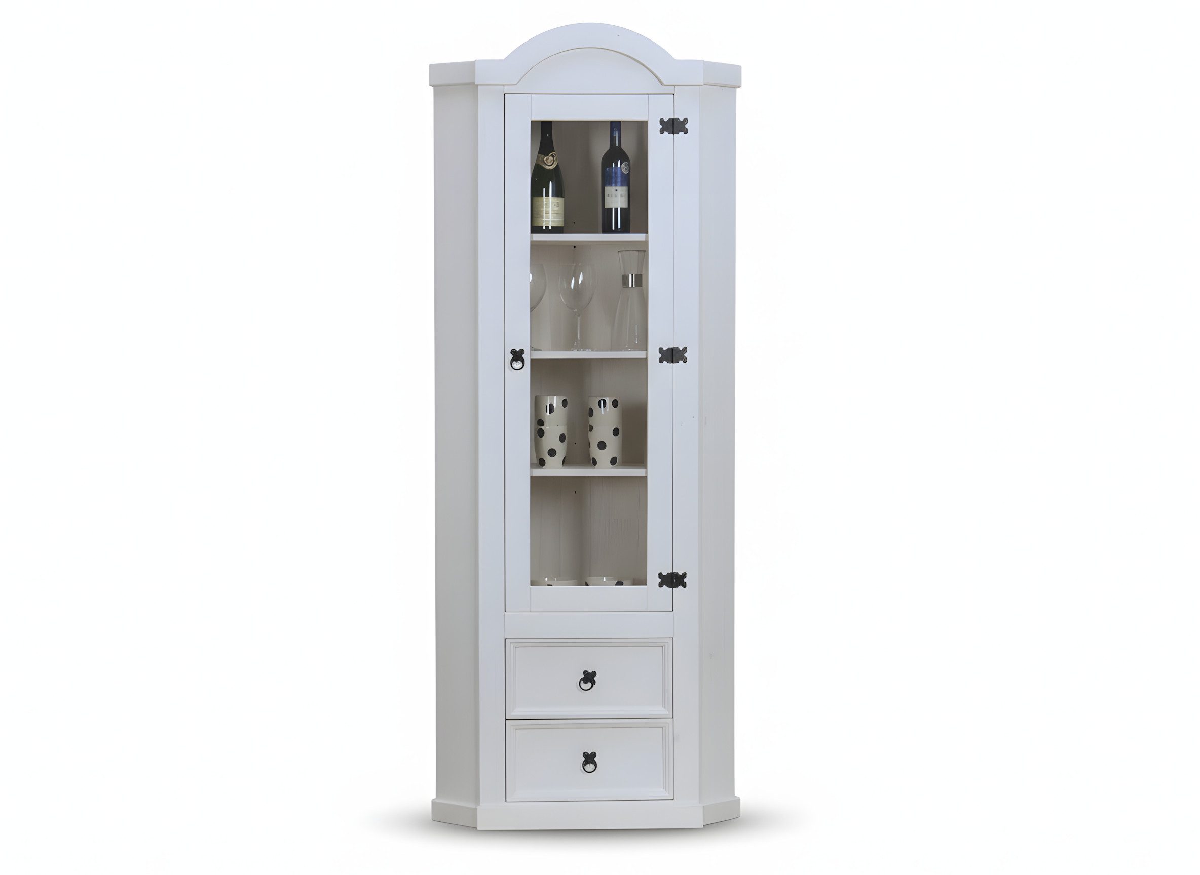 ebuy24 Vitrine New Mexico Eckschrank mit 1 Glastür und 2 Schublad