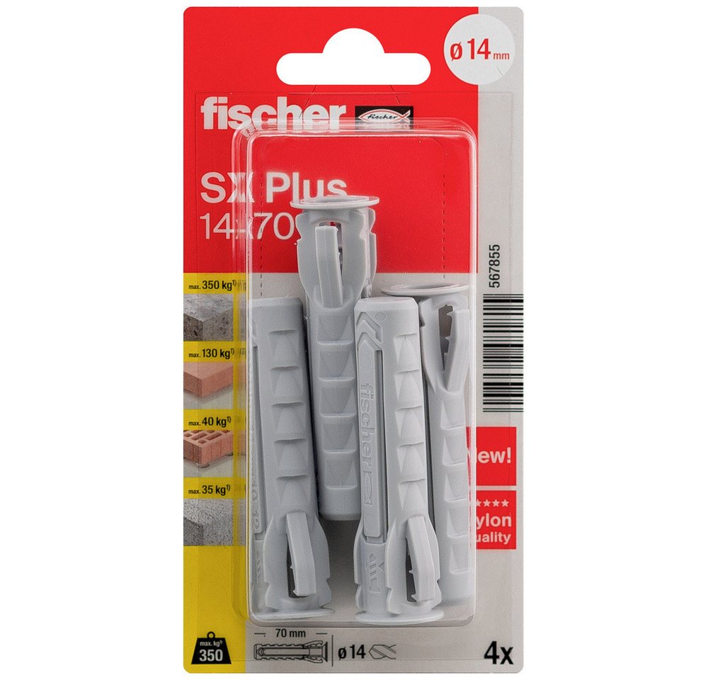 Thumbnail - Fischer Dübel-Set Fischer 567855 SX Plus Spreizdübel 70 mm 14 mm 4 St.