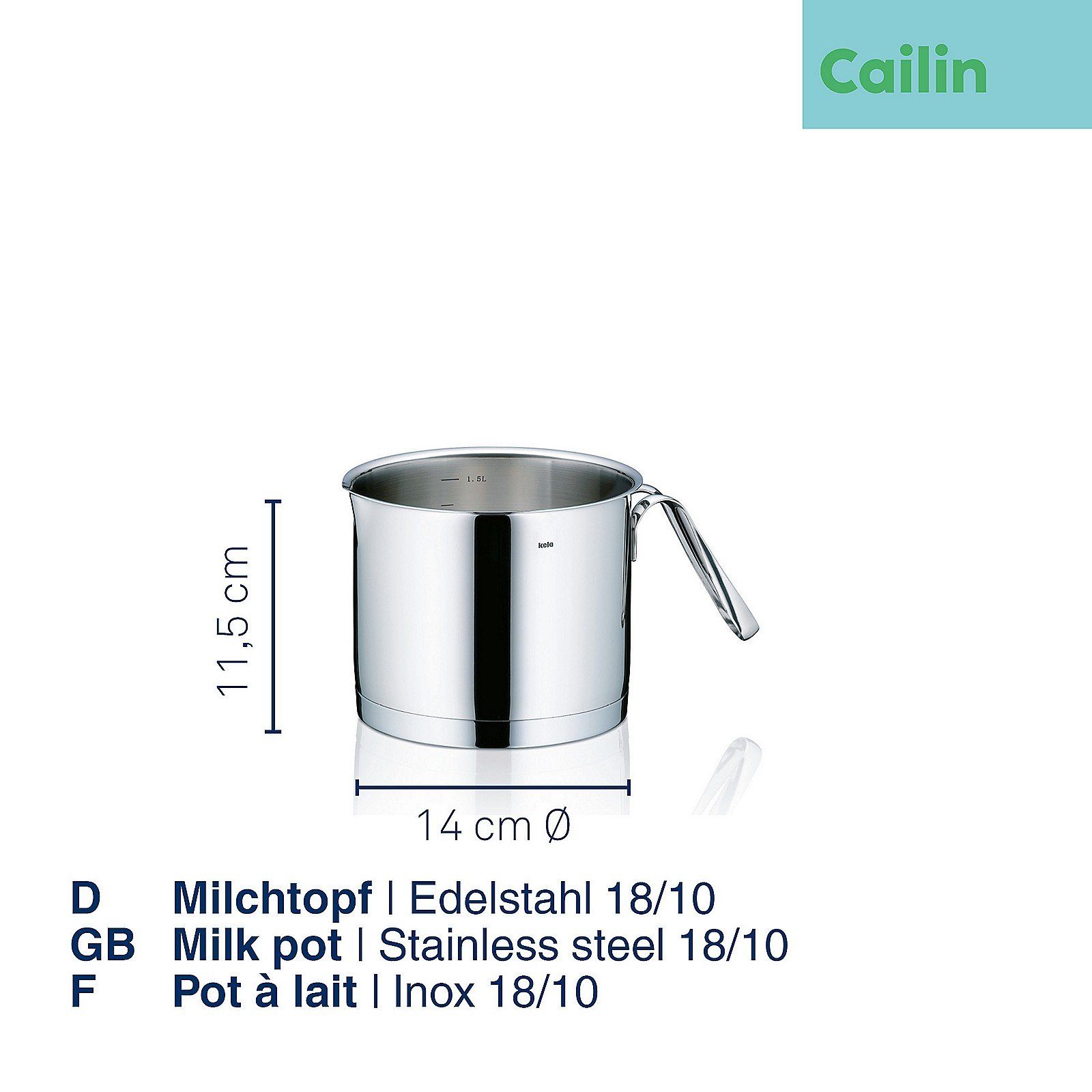 kela Milchtopf Cailin, 180°C, Induktion, bis backofenfest spülmaschinenfest