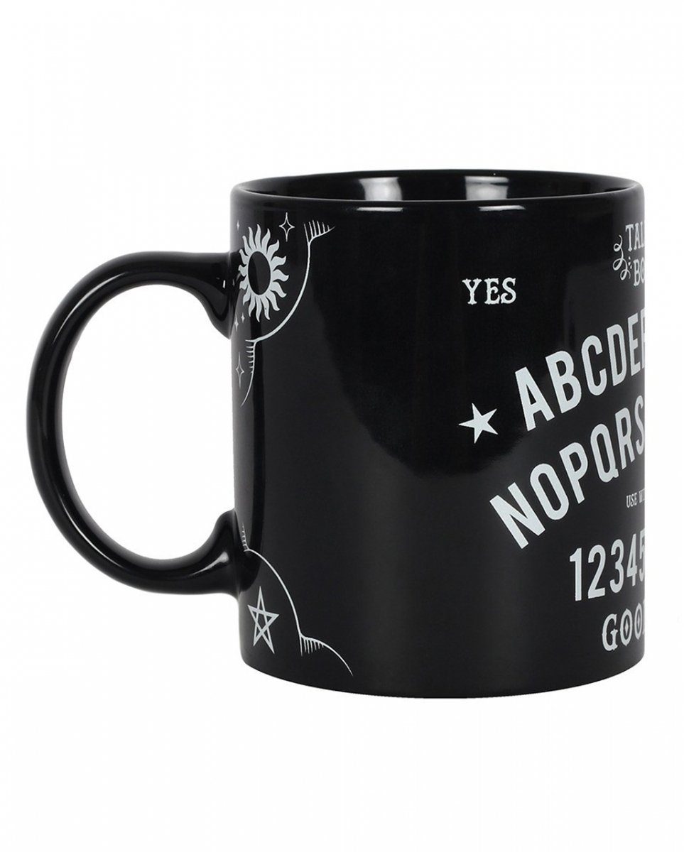 Horror-Shop Tasse Schwarzer Kaffeebecher mit Hexenbrett Motiv, Keramik