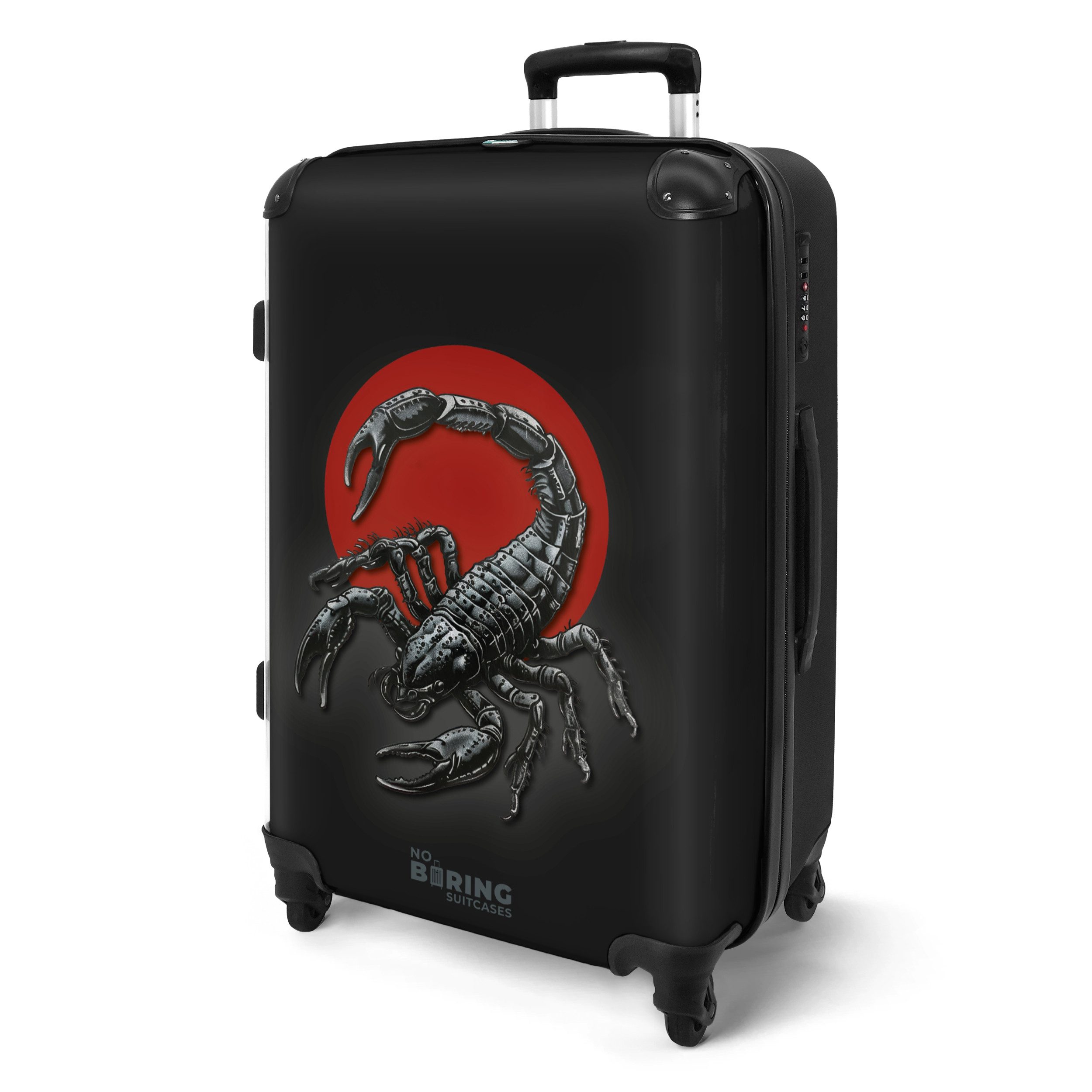 NoBoringSuitcases.com© Hartschalen-Trolley Schwarz mit rotem Kreis günstig online kaufen