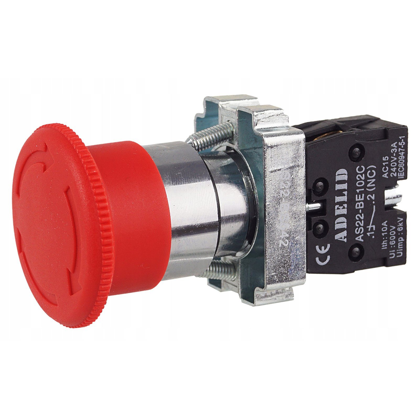 ADELID Schalter, Not-Aus-Druckschalter Taster Roter Pilz 10A 600V 1NC 22mm