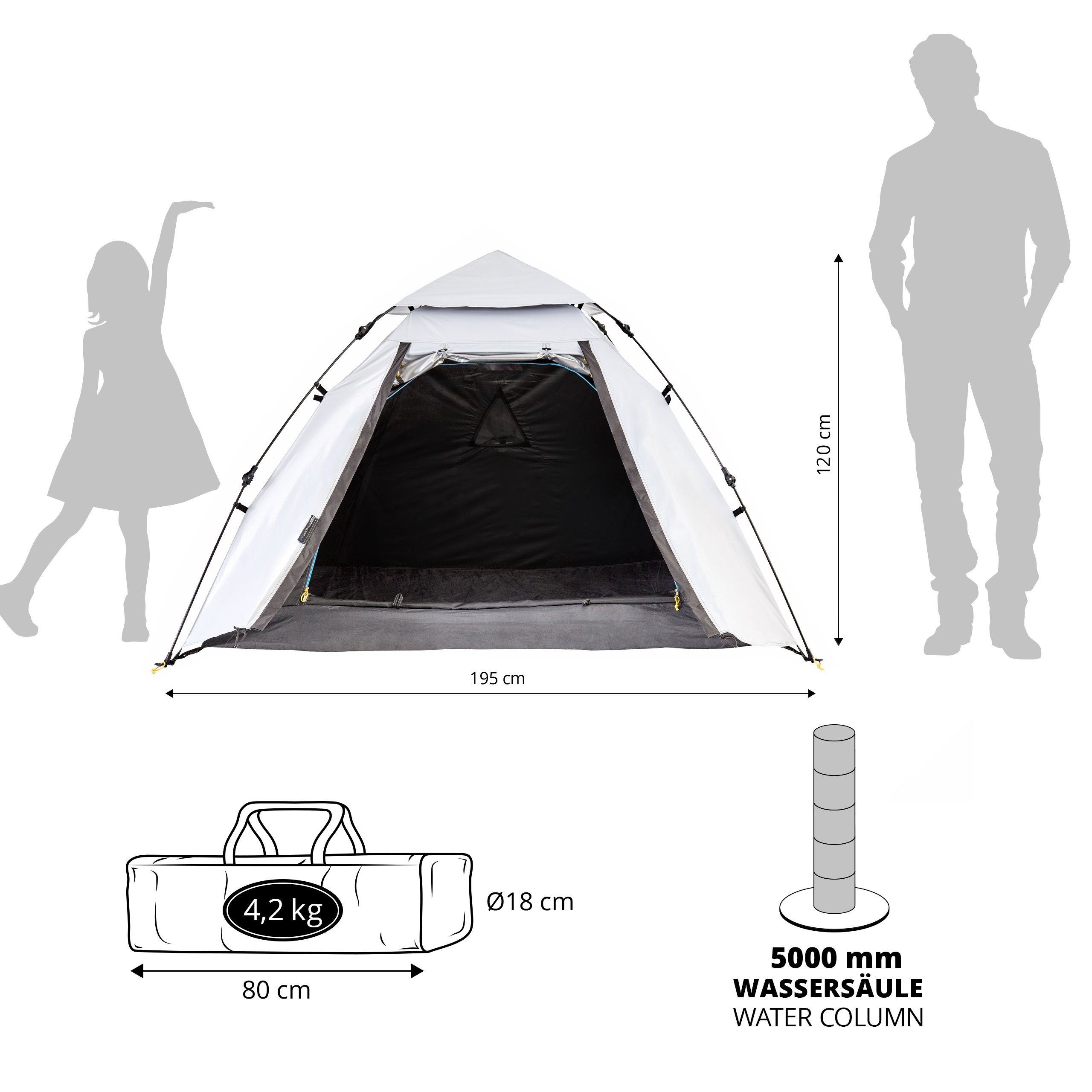 Outdoor leichtes Pop Up Wurfzelt 3 Personen Zelt Camping Festival Sekundenzelt 