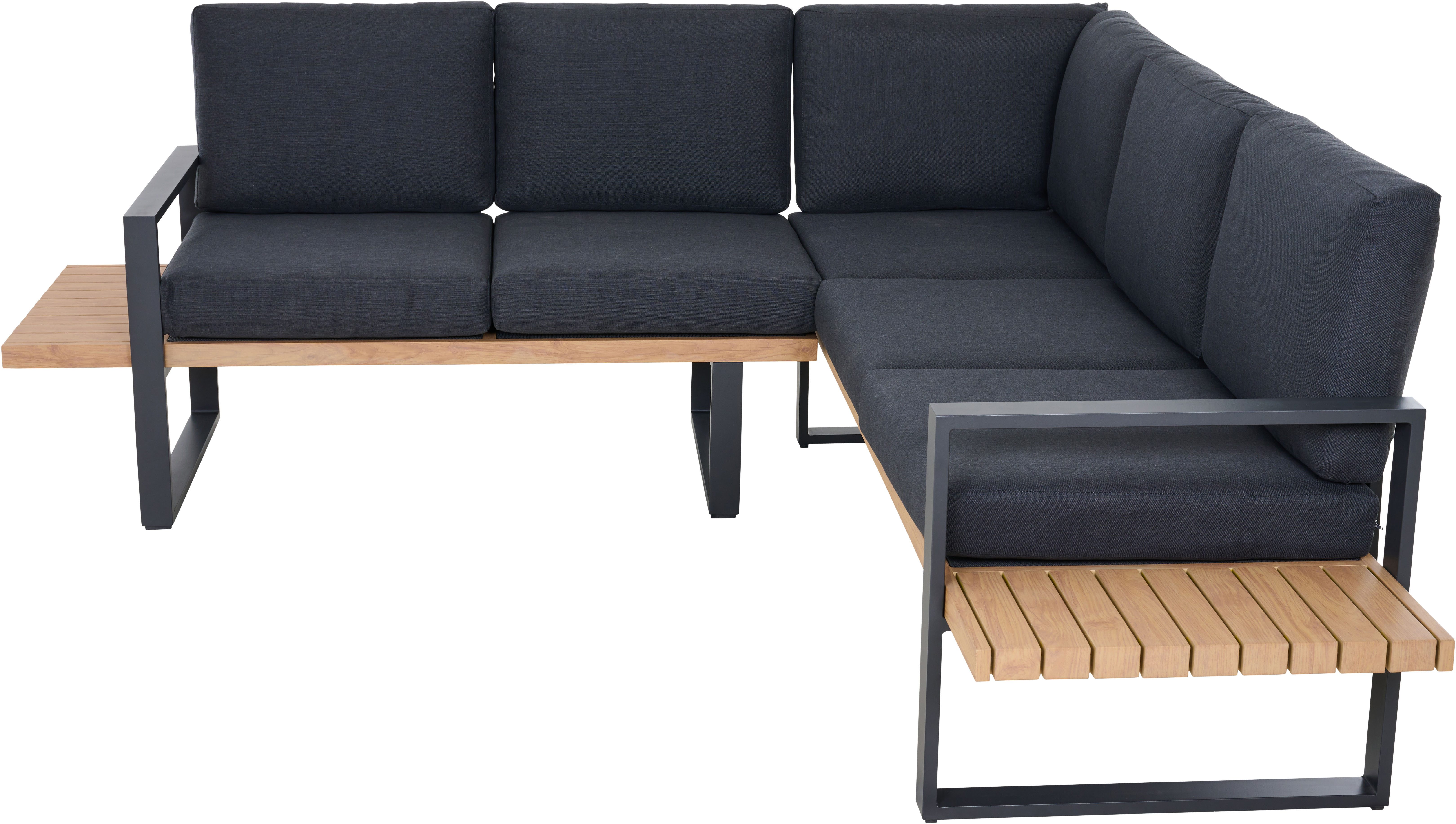 Siena Garden Gartensofa BARI, Set 2 Teile, Aluminium, teaklook, inkl. Kissen, Dining-Set 2-teilig
