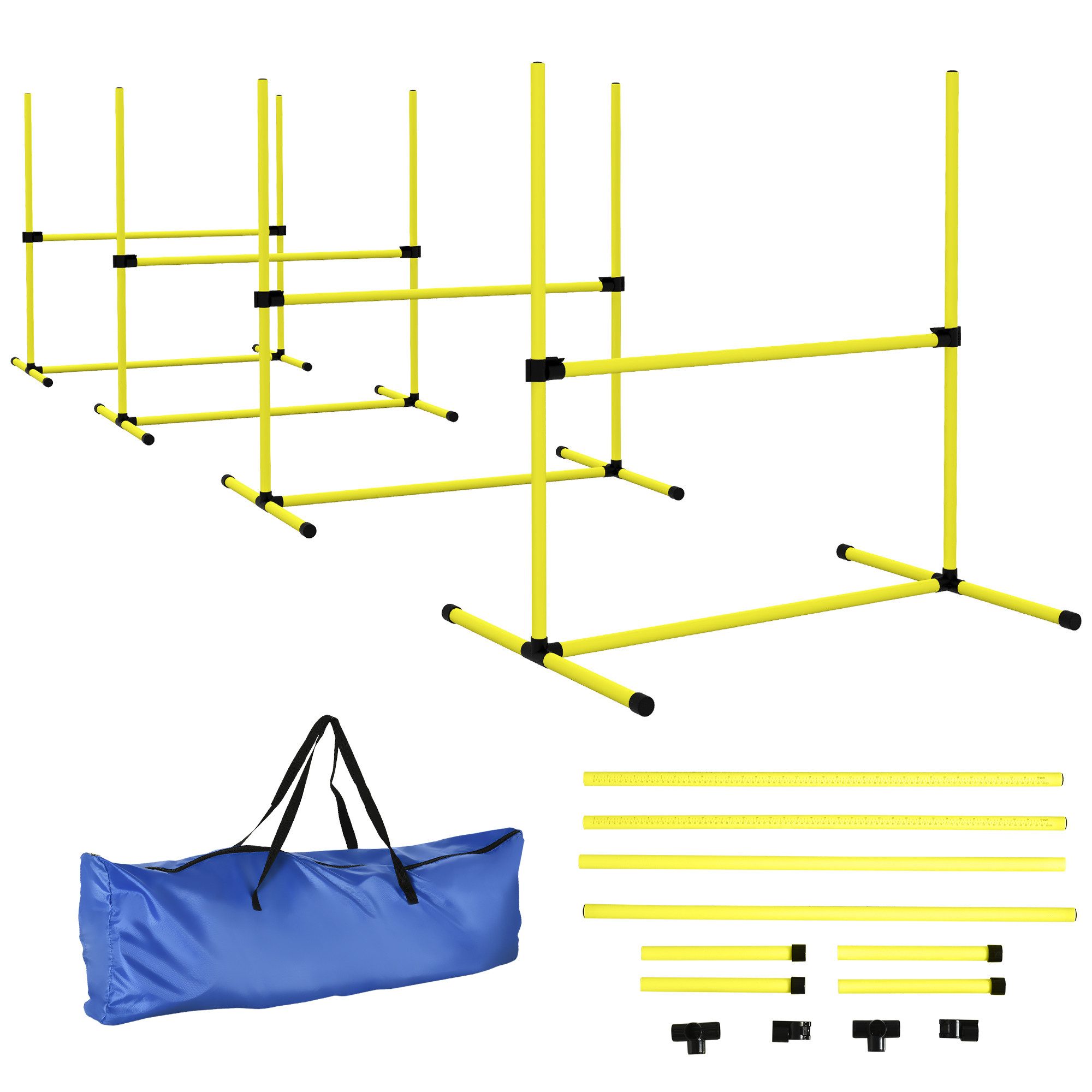 PawHut Agility-Hürde Slalom Stangen, Hunde Training Set, Kunststoff, Hunde Hürden-Set (4-tlg) für Hunde, Gelb