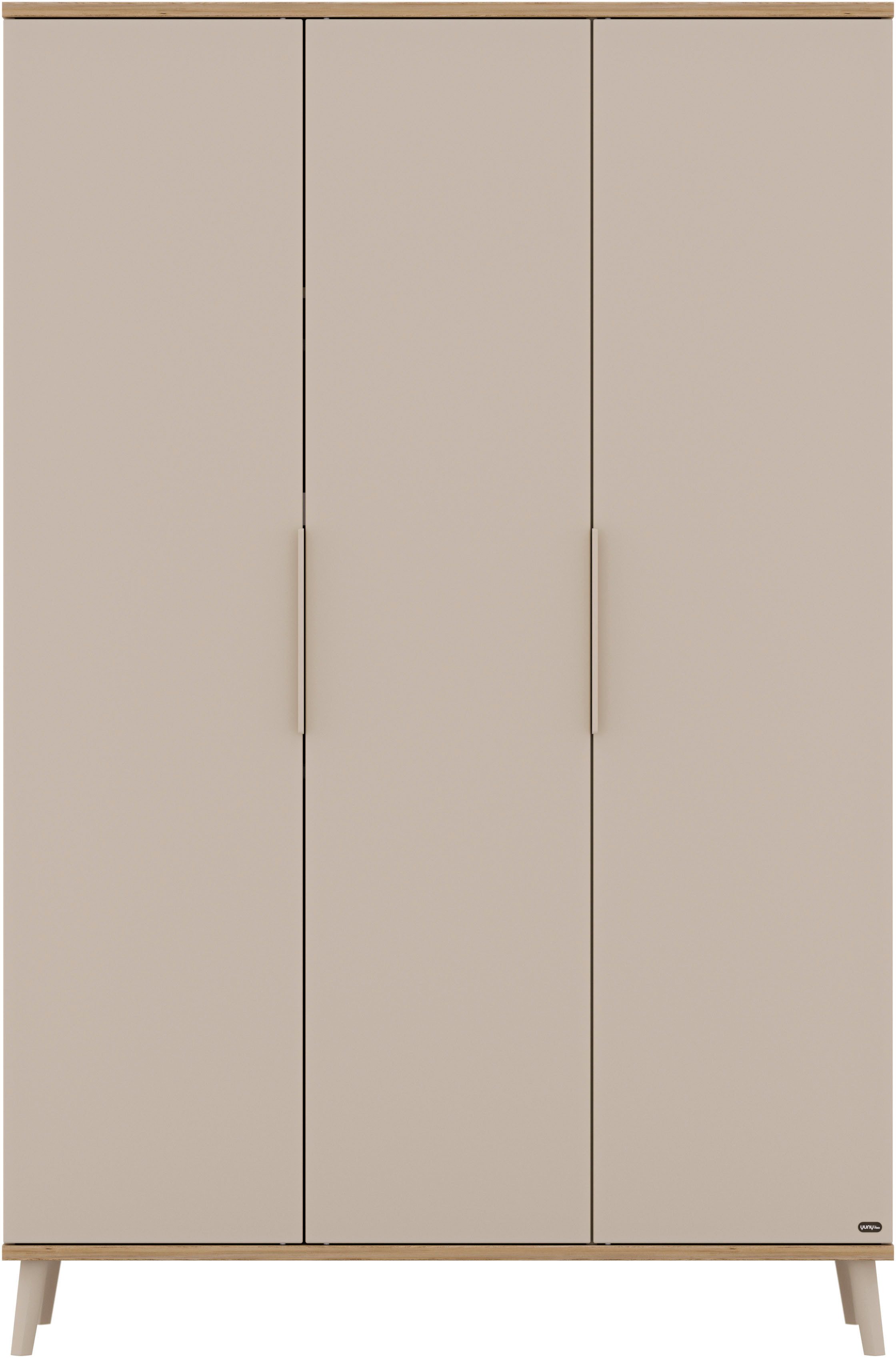YUNY by PAIDI Kleiderschrank HAZEL in Beige, inkl. Kleiderstangen und Einlegeböden (B/H/T ca. 95-130/198/52cm, mit 2 oder 3 Türen) stabiler Drehtürenschrank aus Holz, mit Soft-Close-Funktion