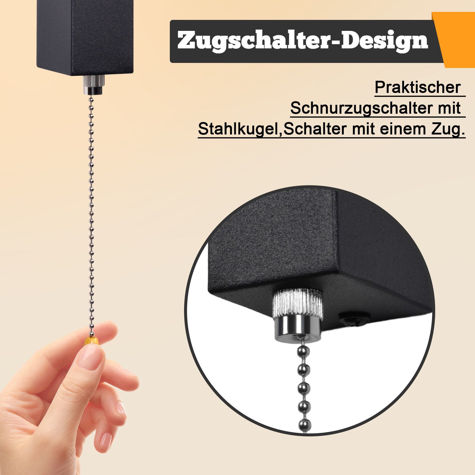 ZMH LED Wandleuchte Innen Wandlampe mit Schalter 3000K Warmweiß, LED fest integriert, warmweiß – Bild 5 von 5