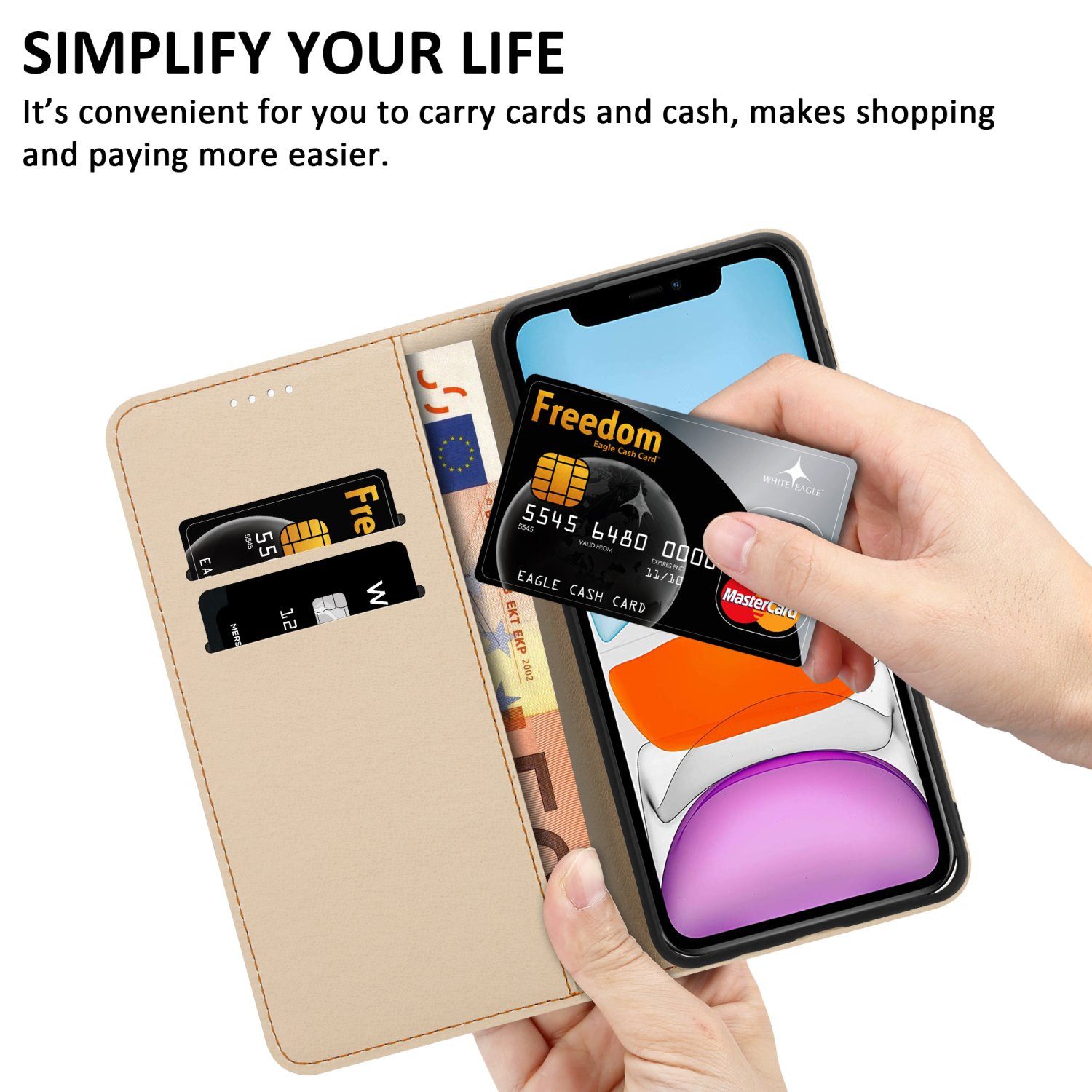 Cadorabo Handyhülle für iPhone 11 Hülle Apple iPhone 11, Handy Schutzhülle - Hülle, Standfunktion, Kartenfach, Magnetverschluss