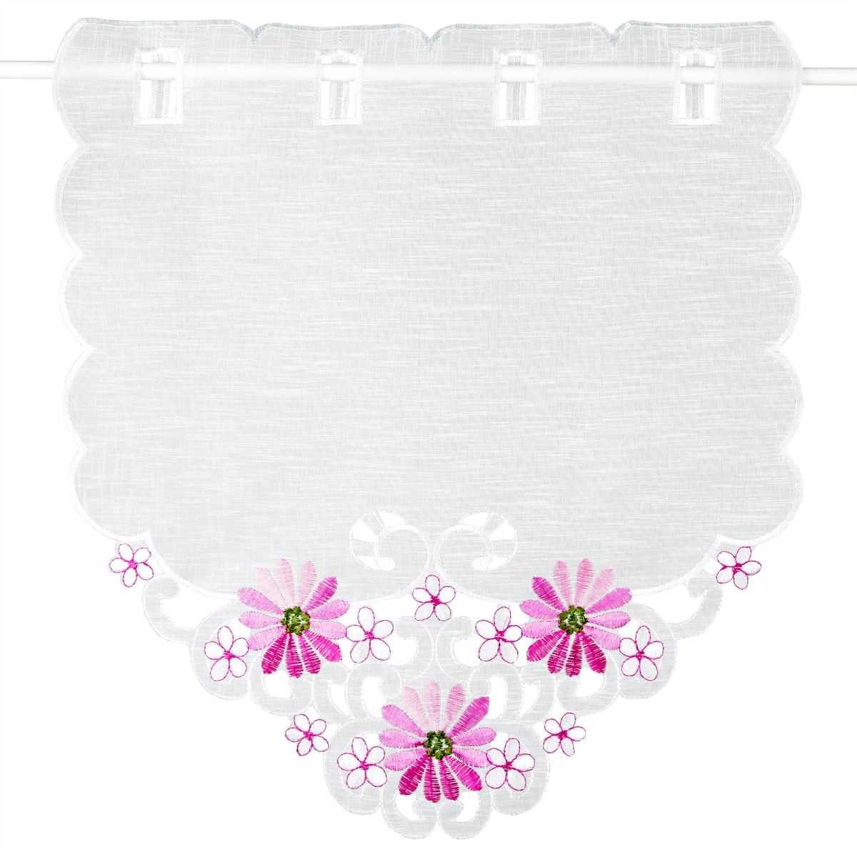x (BxL), Vorhang, mit vers. Mini Arsvita, 40cm - Bistrogardine (1 mit Pink Stangendurchzug 35cm transparent, St), Stickerei Applikationen