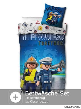 Jugendbettwäsche Playmobil Bettwäsche 135x200 80x80 Kinderbettwäsche Jungen Baumwolle, SkyBrands