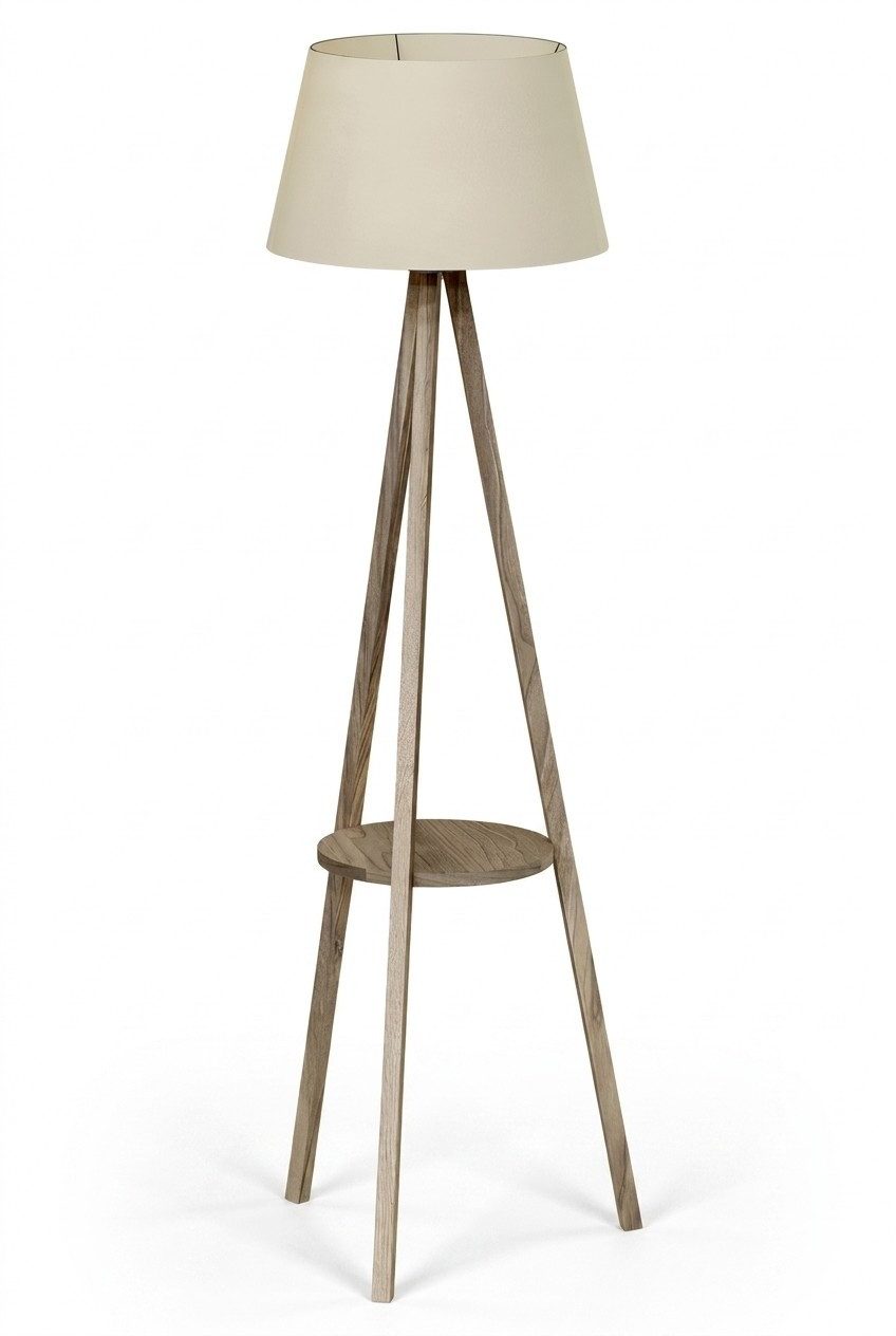 JVmoebel Stehlampe Moderne Stehlampe mit Regal aus beigem Holz und elegantem Design, Ohne Leuchtmittel, Kaltweiß, Warmweiß, Tageslichtweiß, Made in Europe