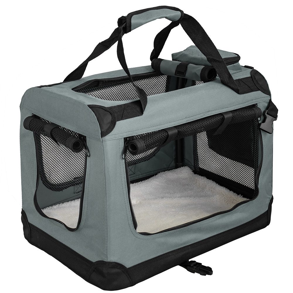 Petigi Tiertransporttasche Transportbox Faltbar Box Hund Transporttasche Katze Dunkelgrau S-XXXXL