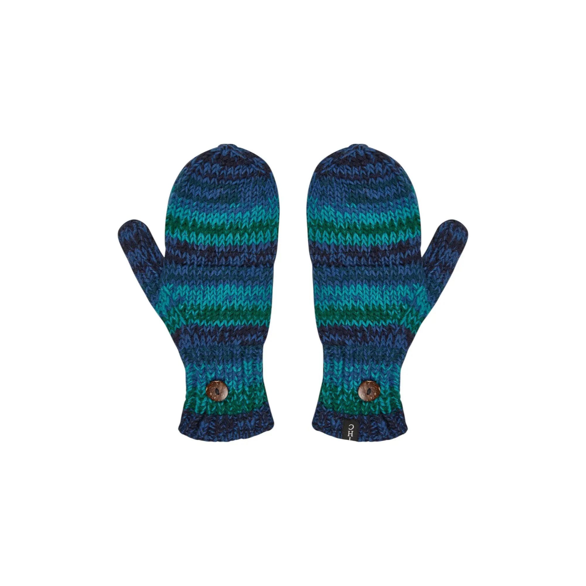 THC Natural Line Strickhandschuhe THC Klapphandschuhe 806 blau (1-St., 1 Paar) abklappbare Fingerspitzen