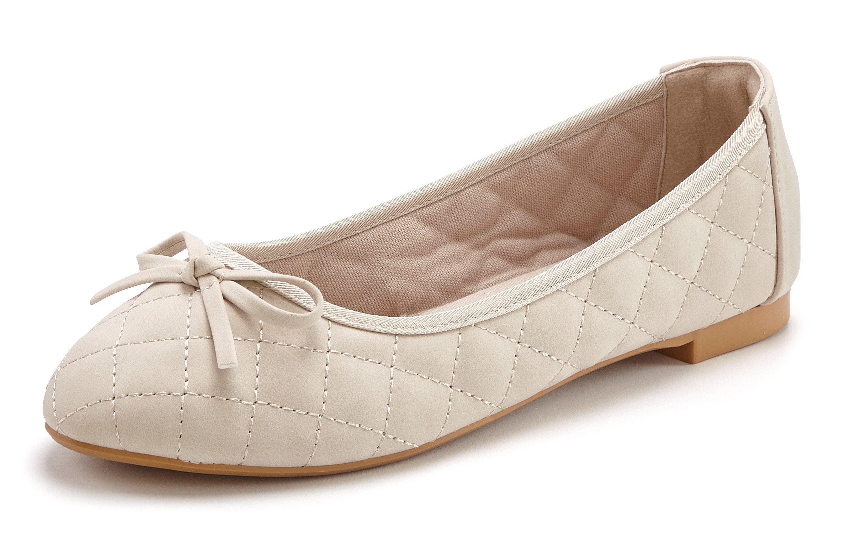 LASCANA Slipper, Schlüpfschuh, Freizeitschuh, Slip-On-Sneaker, Ballerina mit eleganter Schleifenapplikation VEGAN