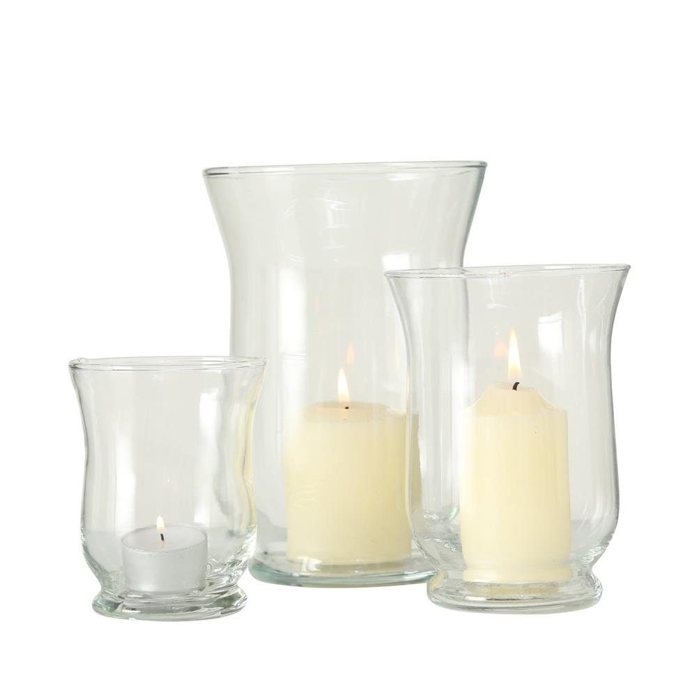 BOLTZE Windlicht 3er Set, aus Glas rund Kerzenhalter Kerzenständer Blumenvasen