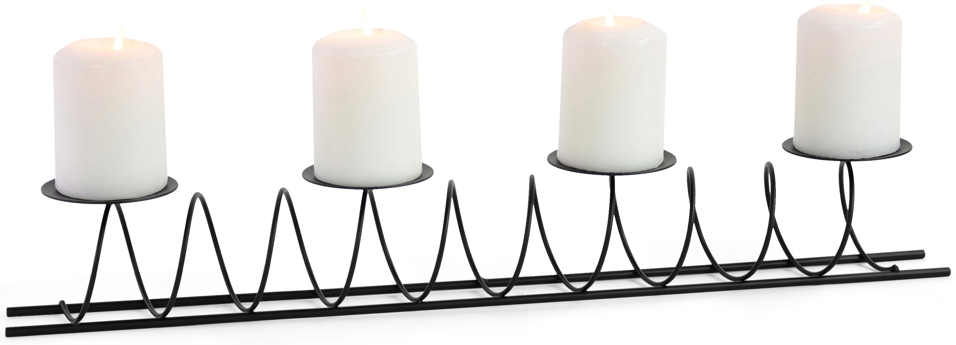 RIFFELMACHER & WEINBERGER Adventsleuchter Spirale, Weihnachtsdeko (1 St), Kerzenhalter im besonderen Design, aus Metall, 4-flammig schwarz | Kerzenständer