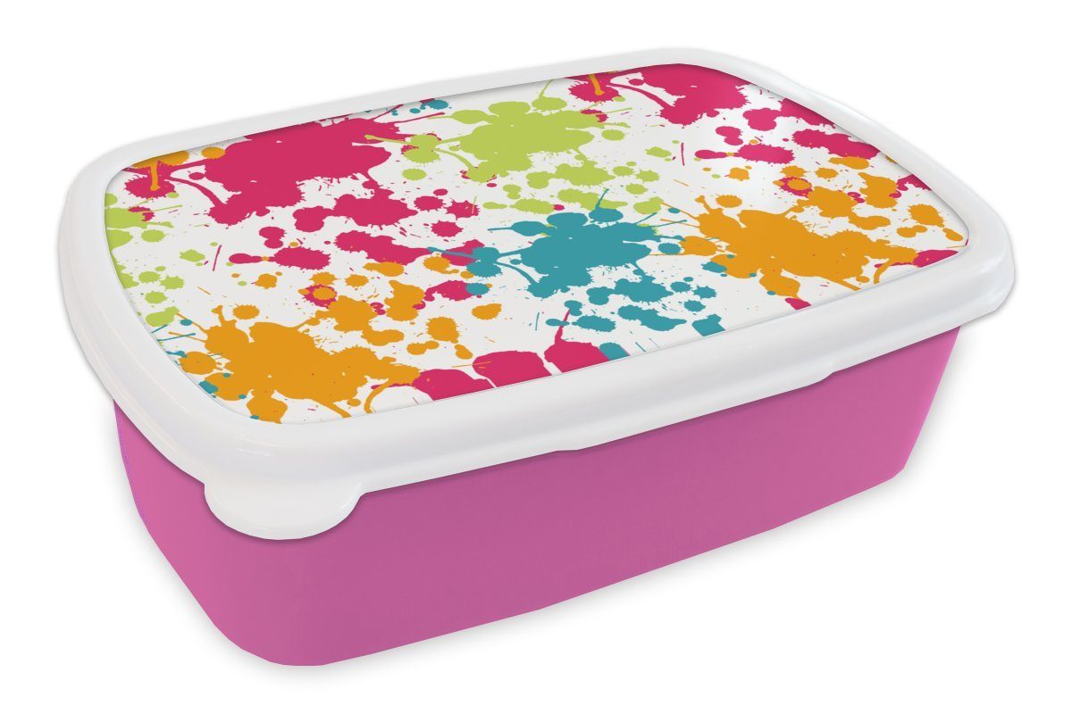 MuchoWow Lunchbox Muster - Farbe - Regenbogen, Kunststoff, (2-tlg), Brotbox für Erwachsene, Brotdose Kinder, Snackbox, Mädchen, Kunststoff rosa