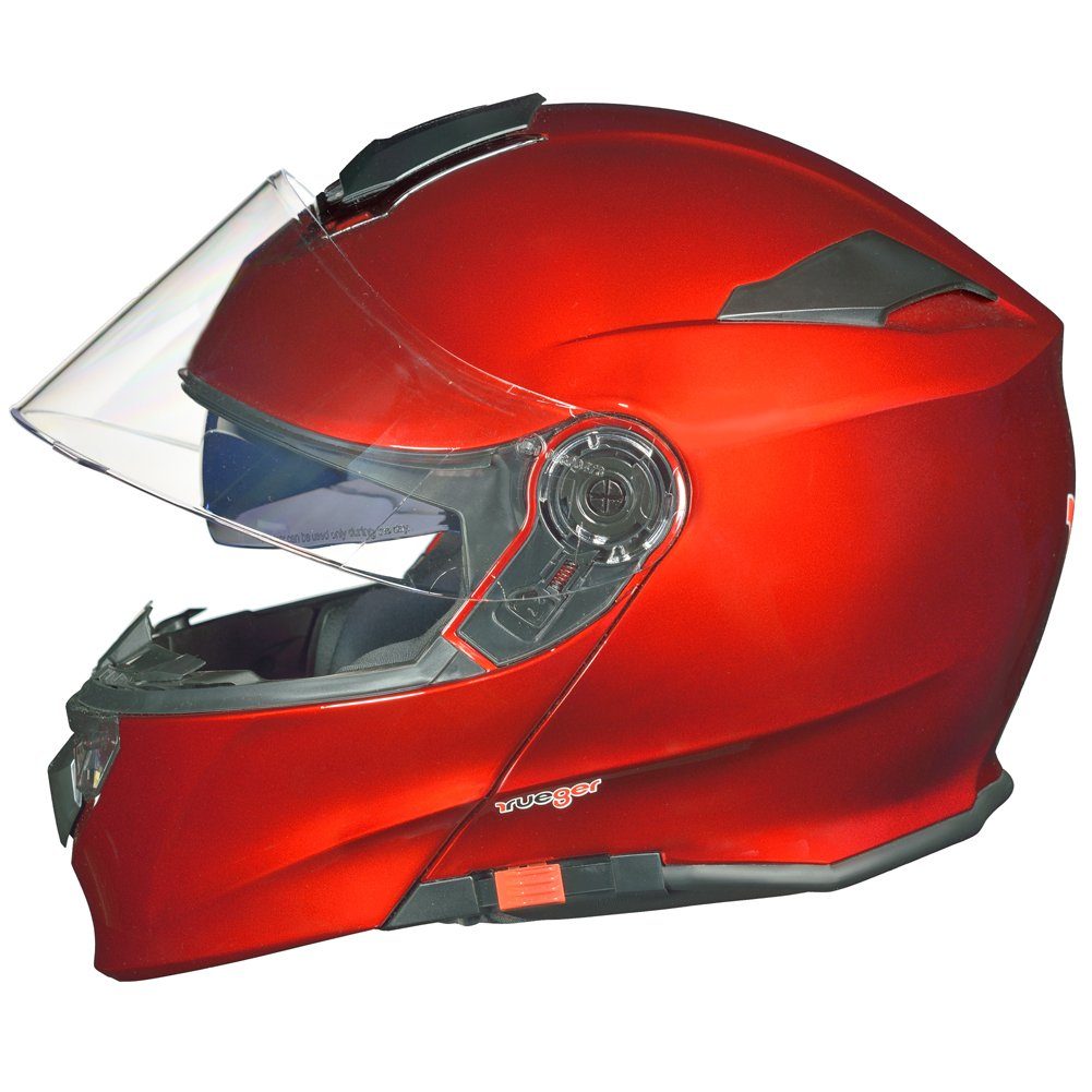 rueger-helmets Motorradhelm RS-983 Bluetooth Klapphelm Motorradhelm Conzept Motorrad Modular Helm ruegerRS-983 COM Rot XS