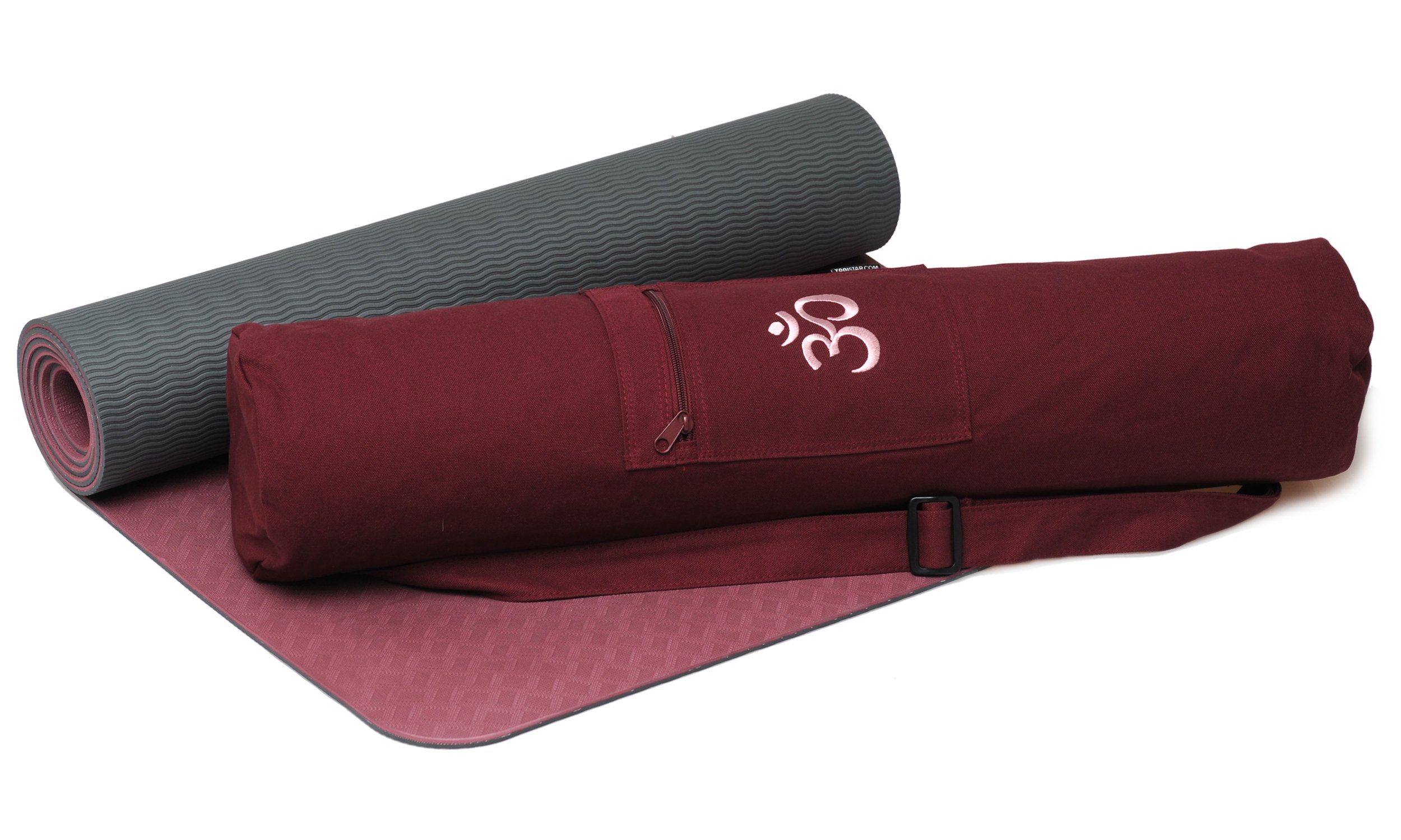 Yogistar Yogamatte Yoga Set Starter Comfort Carry (1-St., Set) bordeaux, anthrazit