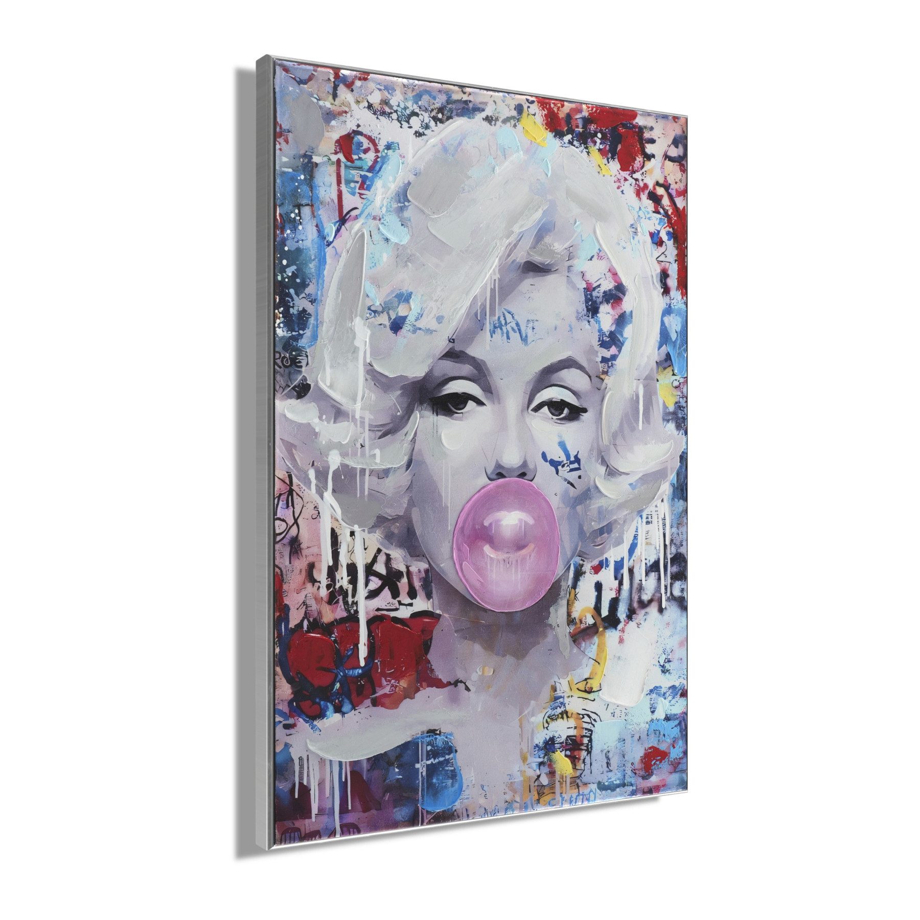 Bönninghoff Ölgemälde handarbeit gerahmt POP ART PORTRAIT 60x90 cm – Wandbild, Frau, Pop Art, Portrait (1 St), handgefertigt, jedes Bild ein Unikat, Schattenfugenrahmen