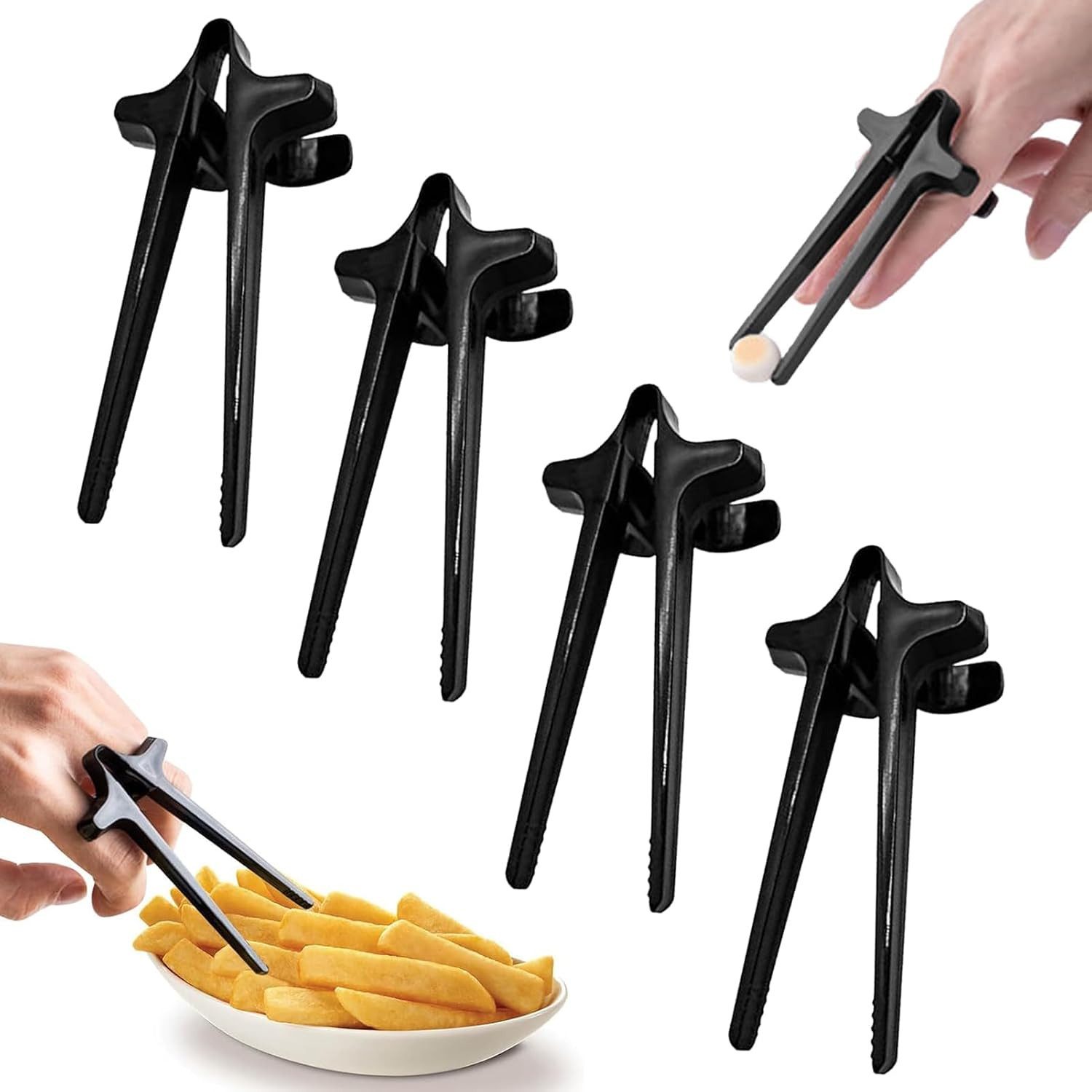 FELIXLEO Servierzange Fingerstäbchen Gamer 4 Stück Snack Zange Chips Greifer Set