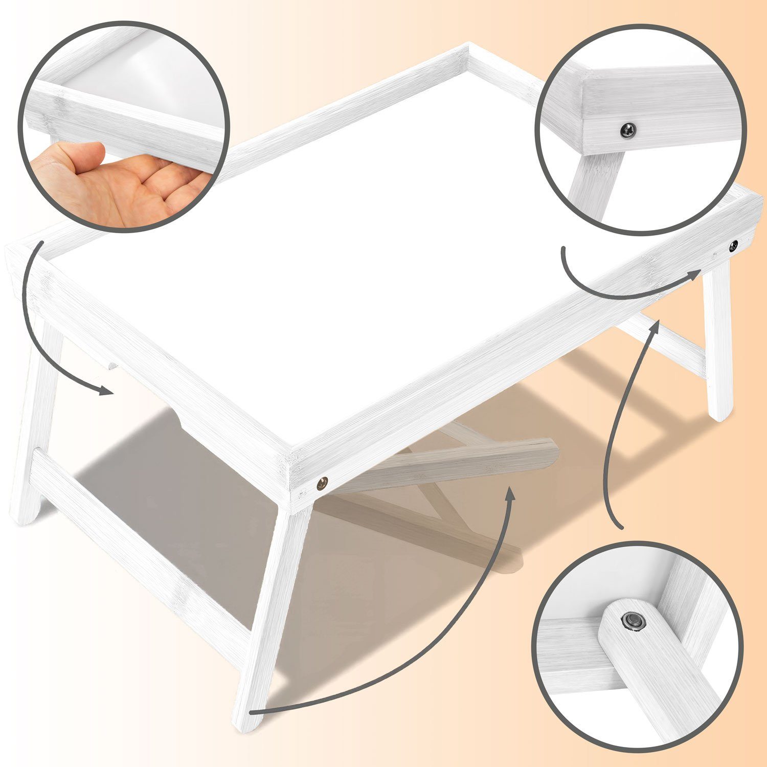 Dimono Tabletttisch Frühstückstablett Bambus Bett-Tablett, Serviertablett günstig online kaufen