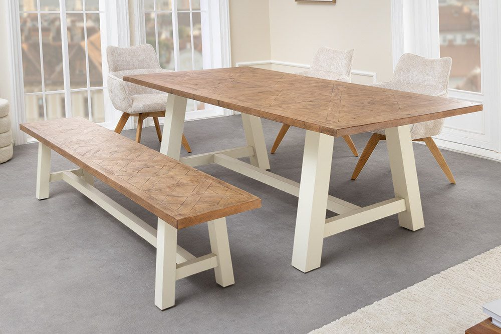 riess-ambiente Esstisch HAMPTONS 200cm hellbraun/creme - Pinienholz, 8 Sitzplätze, rechteckig (Einzelartikel, 1-St), Massivholz-Esstisch - ideal für Landhaus-Kü – Bild 4 von 5