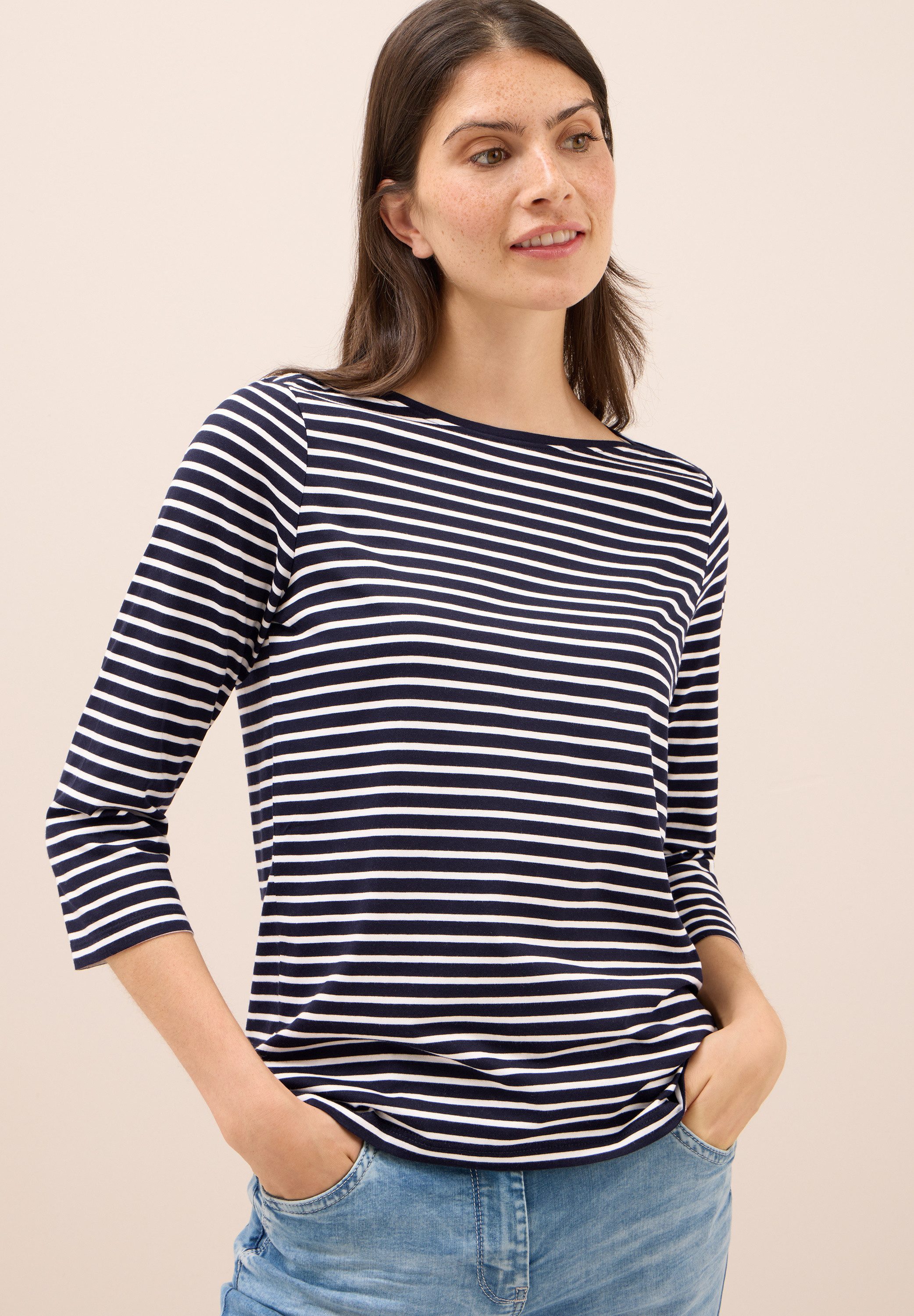 CECIL 3/4-Arm-Shirt mit Streifen Muster
