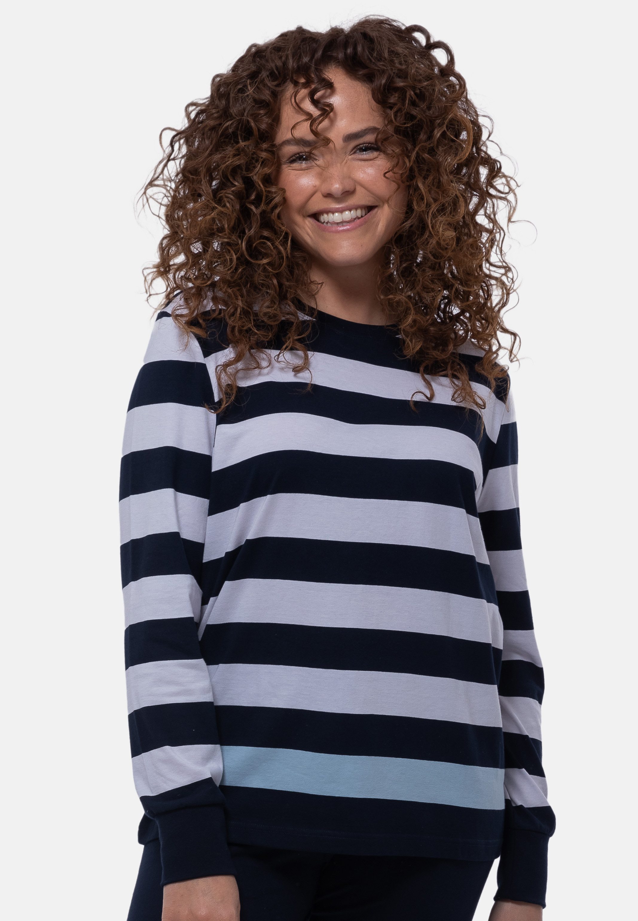 Ammann Pyjamaoberteil Mix & Match (1-tlg) Schlafanzug Oberteil - Baumwolle - Atmungsaktiv - Im Streifen-Design