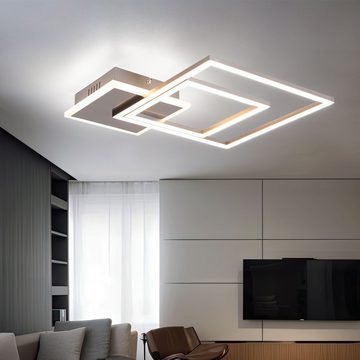 Globo LED Deckenleuchte, LED-Leuchtmittel fest verbaut, LED Deckenlampe eckig Wohn Ess Zimmer Beleuchtung Design